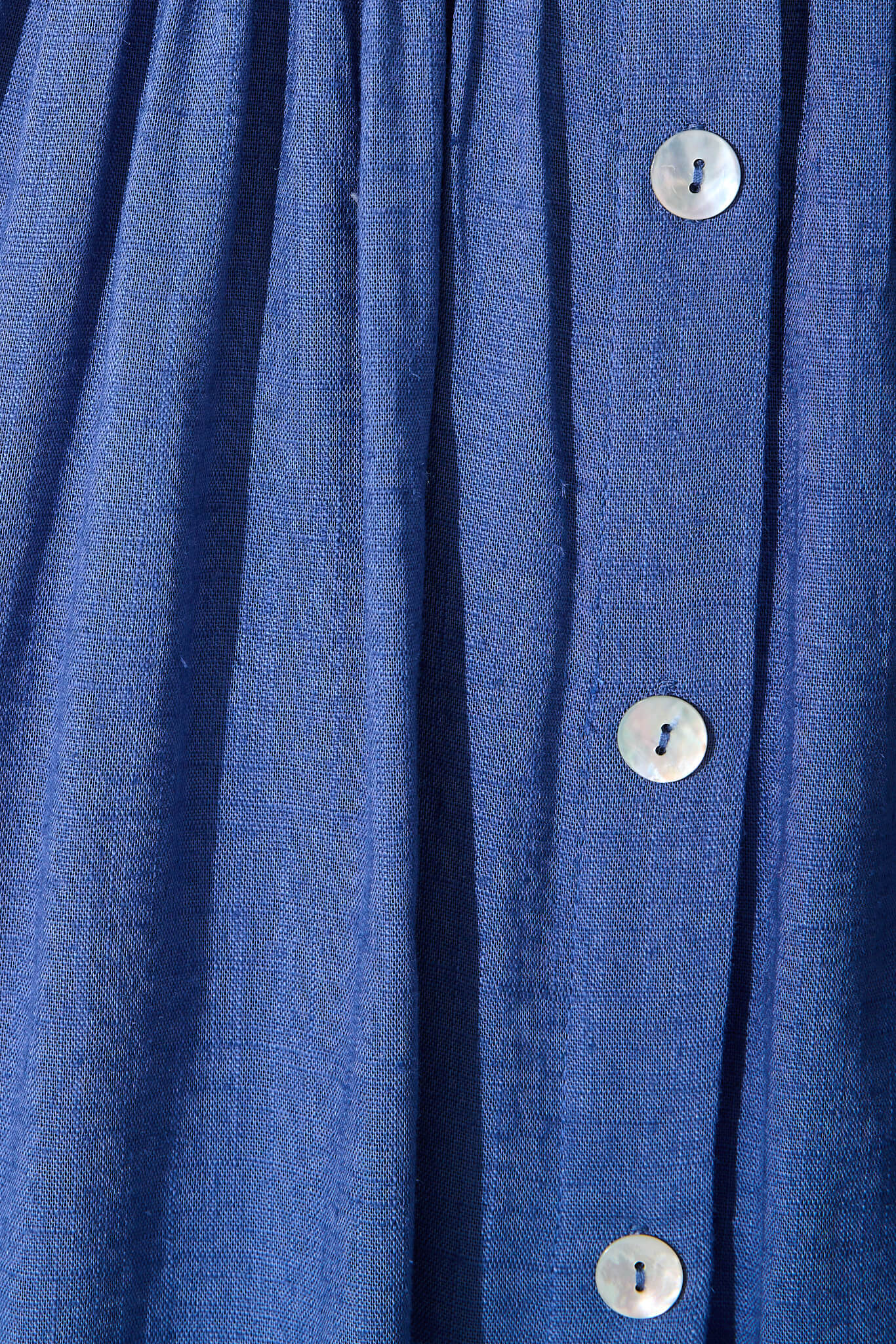 Horizon Smock Dress In Blue Linen Blend