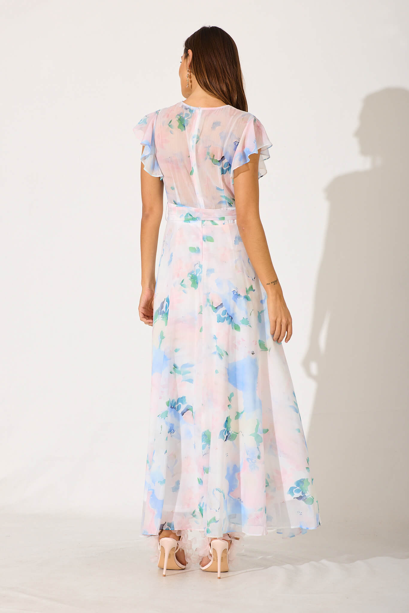 Wynter Maxi Dress In Multi Pastel Floral Chiffon