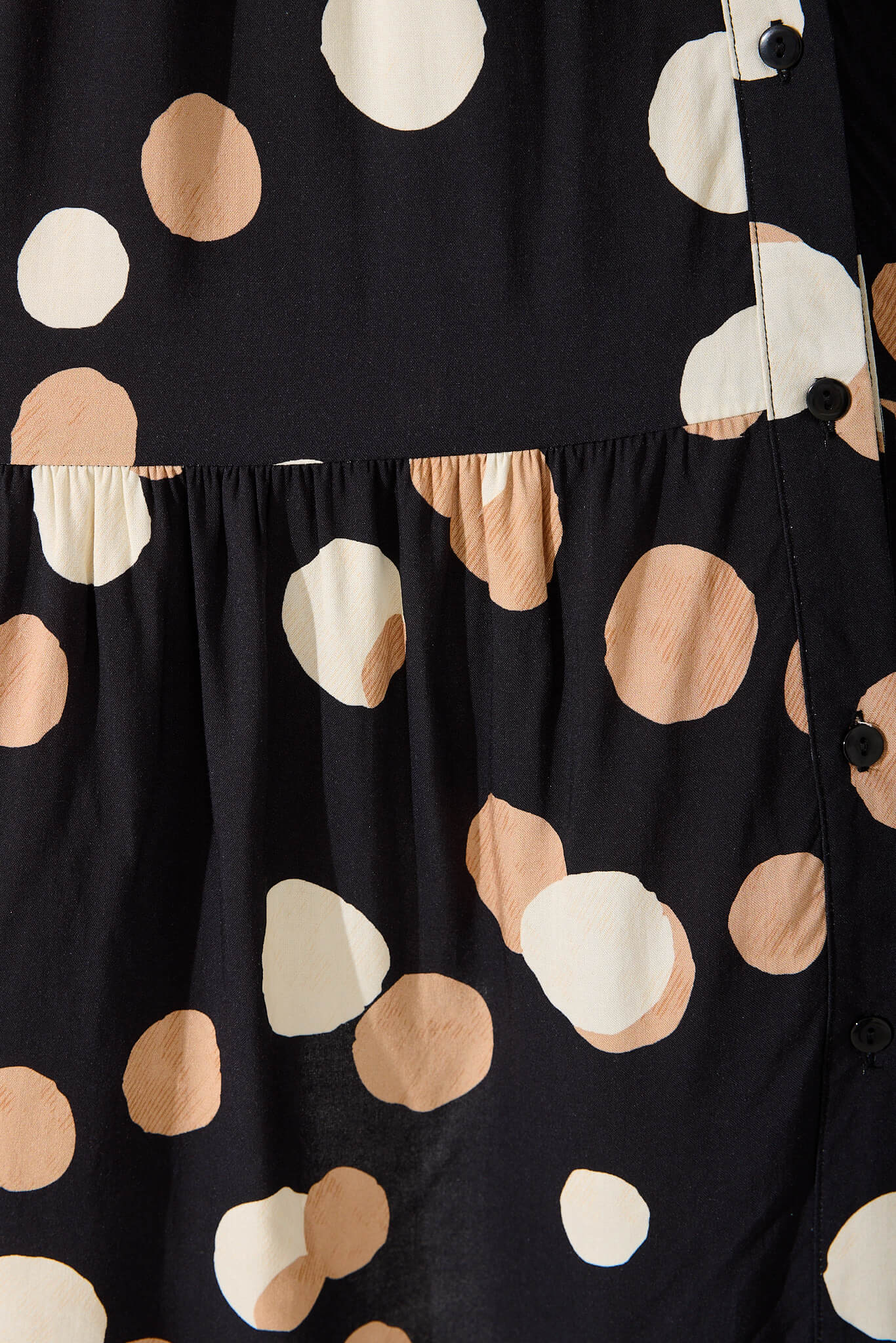 Felicia Shirt Dress In Black With Cream Spot
