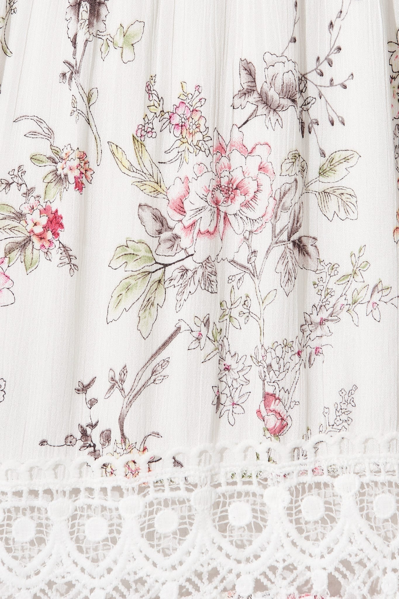 Macca Dress In White With Blush Floral