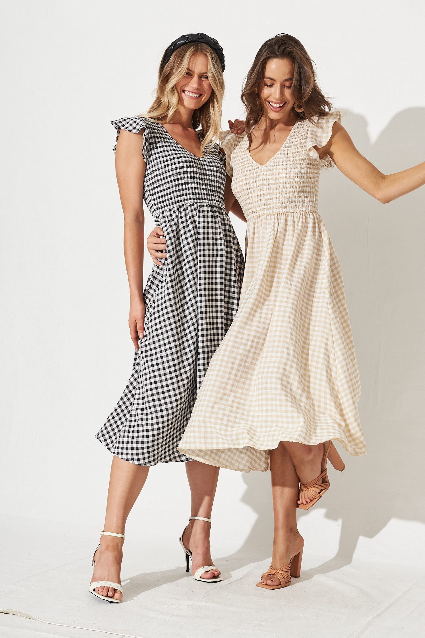 Jeannie Midi Dress In Black Gingham