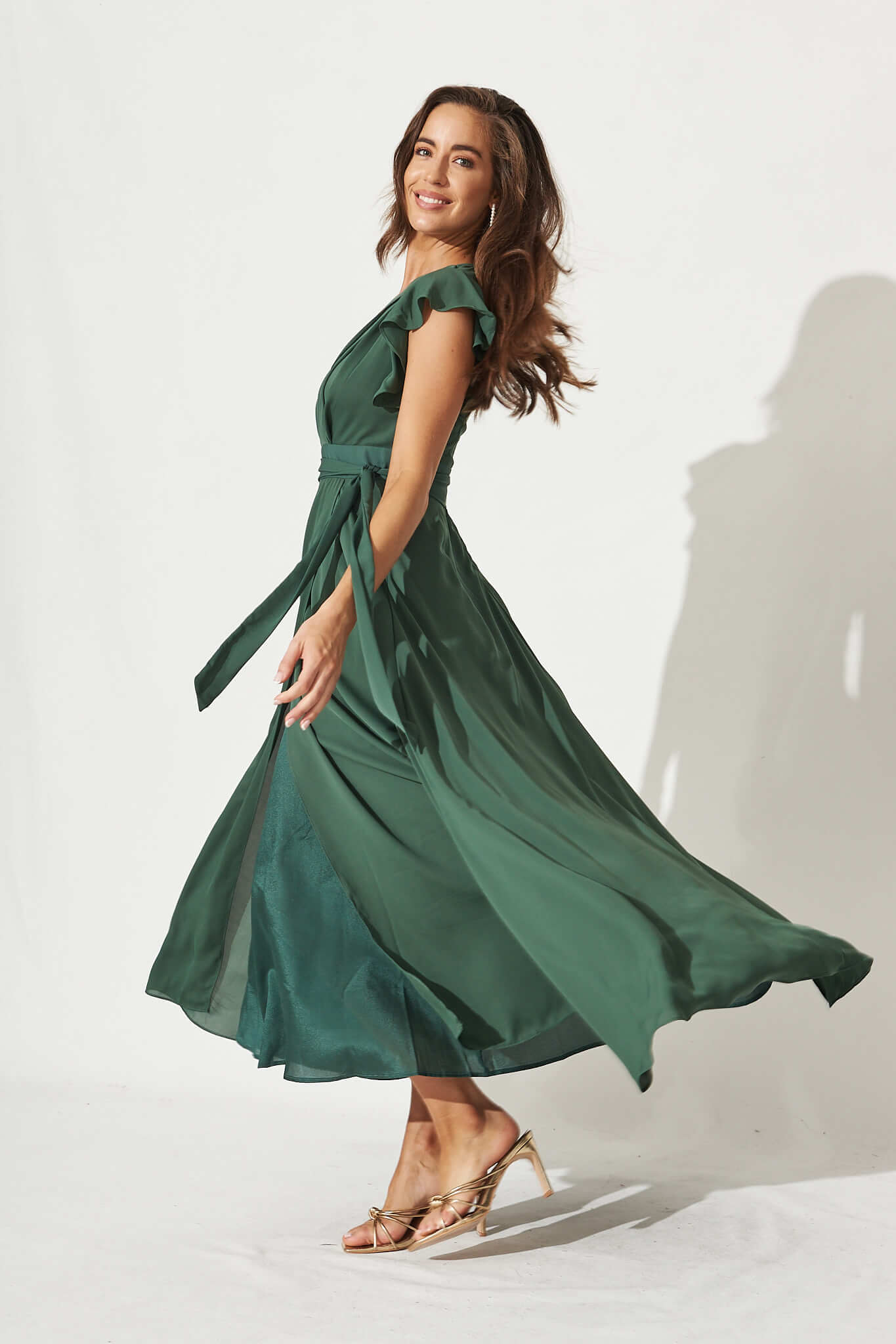 Wynter Maxi Dress in Green Chiffon