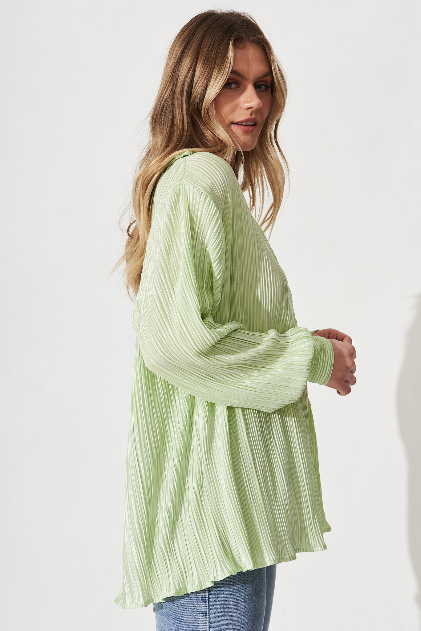 Sherida Shirt In Mint Plisse