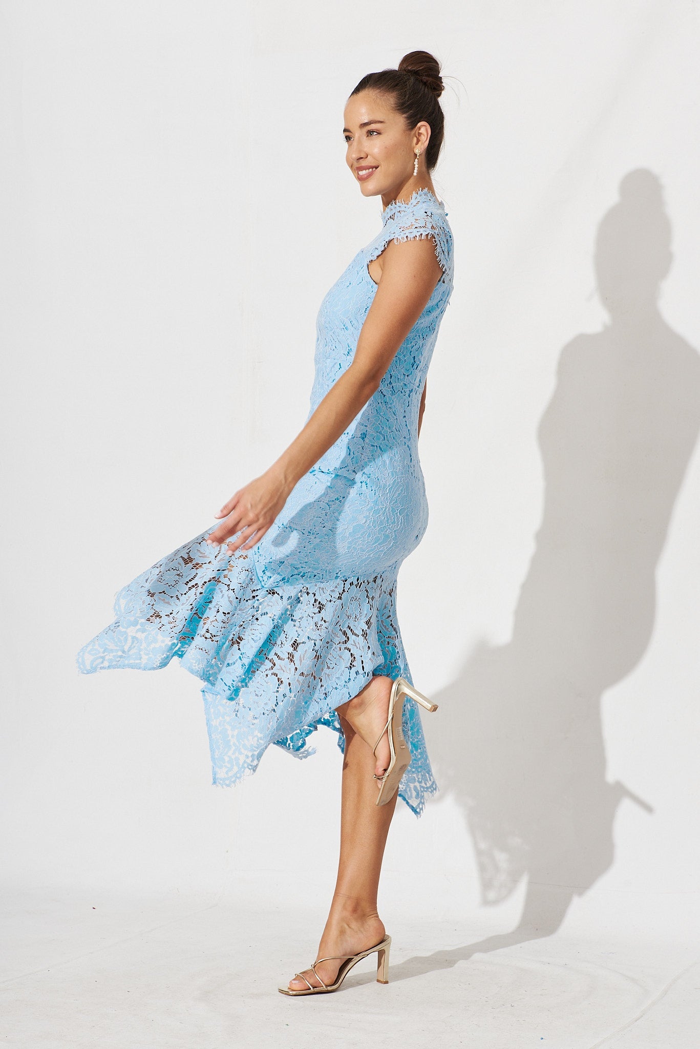 Emilise Midi Dress In Sky Blue Lace