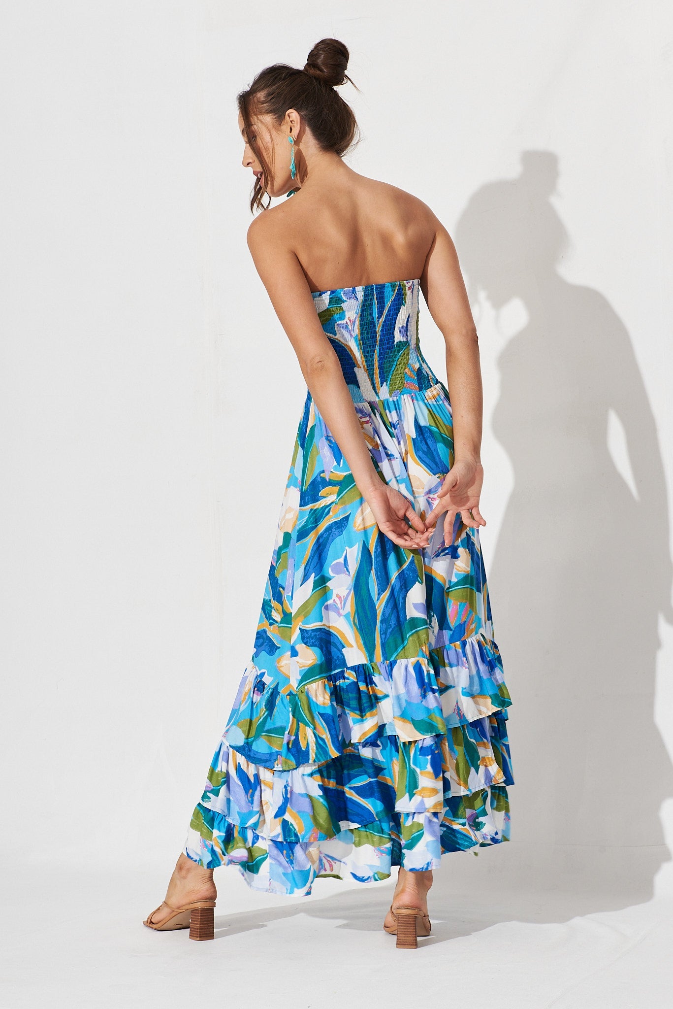 Mastyn Midi Dress In Blue Floral