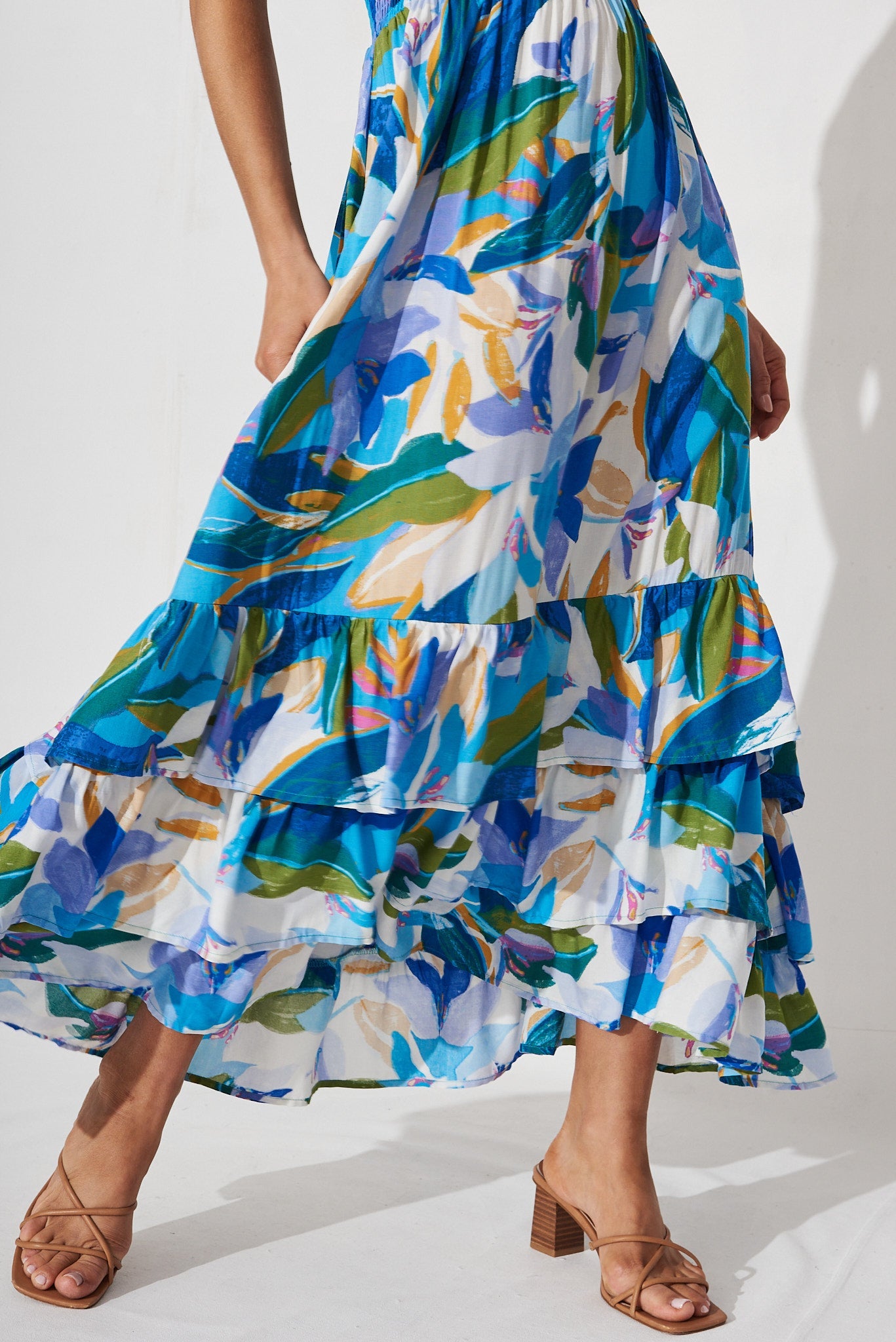 Mastyn Midi Dress In Blue Floral