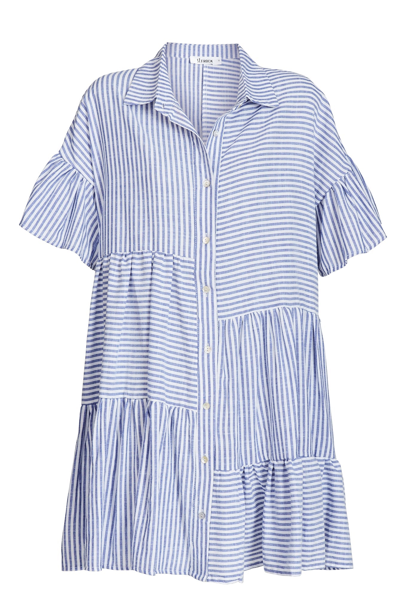 Freya Shirt Dress In Navy With White Stripe Cotton