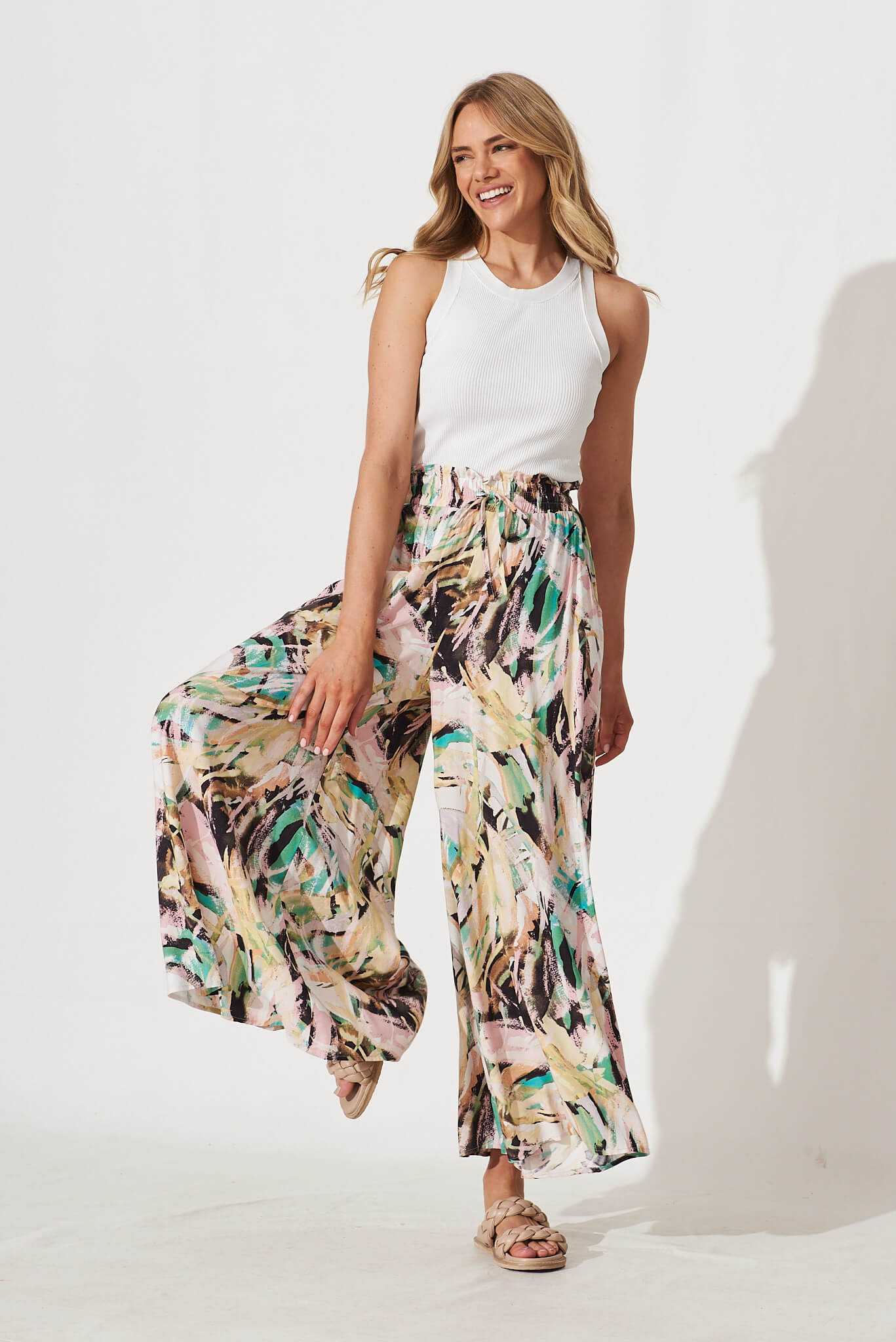 Mariah Pant In Multi Brushstroke Print