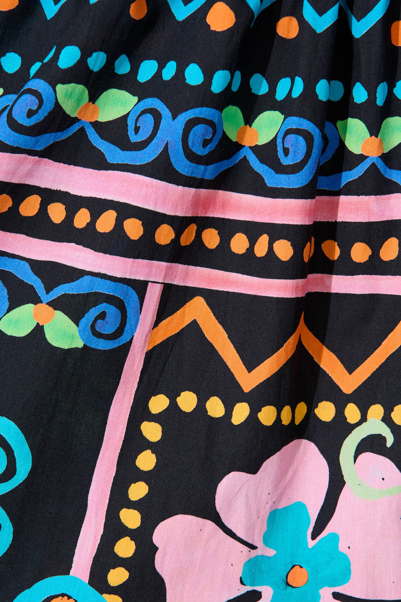 Mahonia Smock Shirt Dress In Black With Multi Cotton