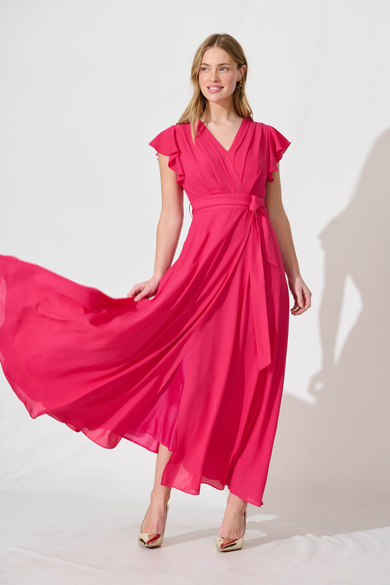 Wynter Maxi Dress in Fuchsia Chiffon