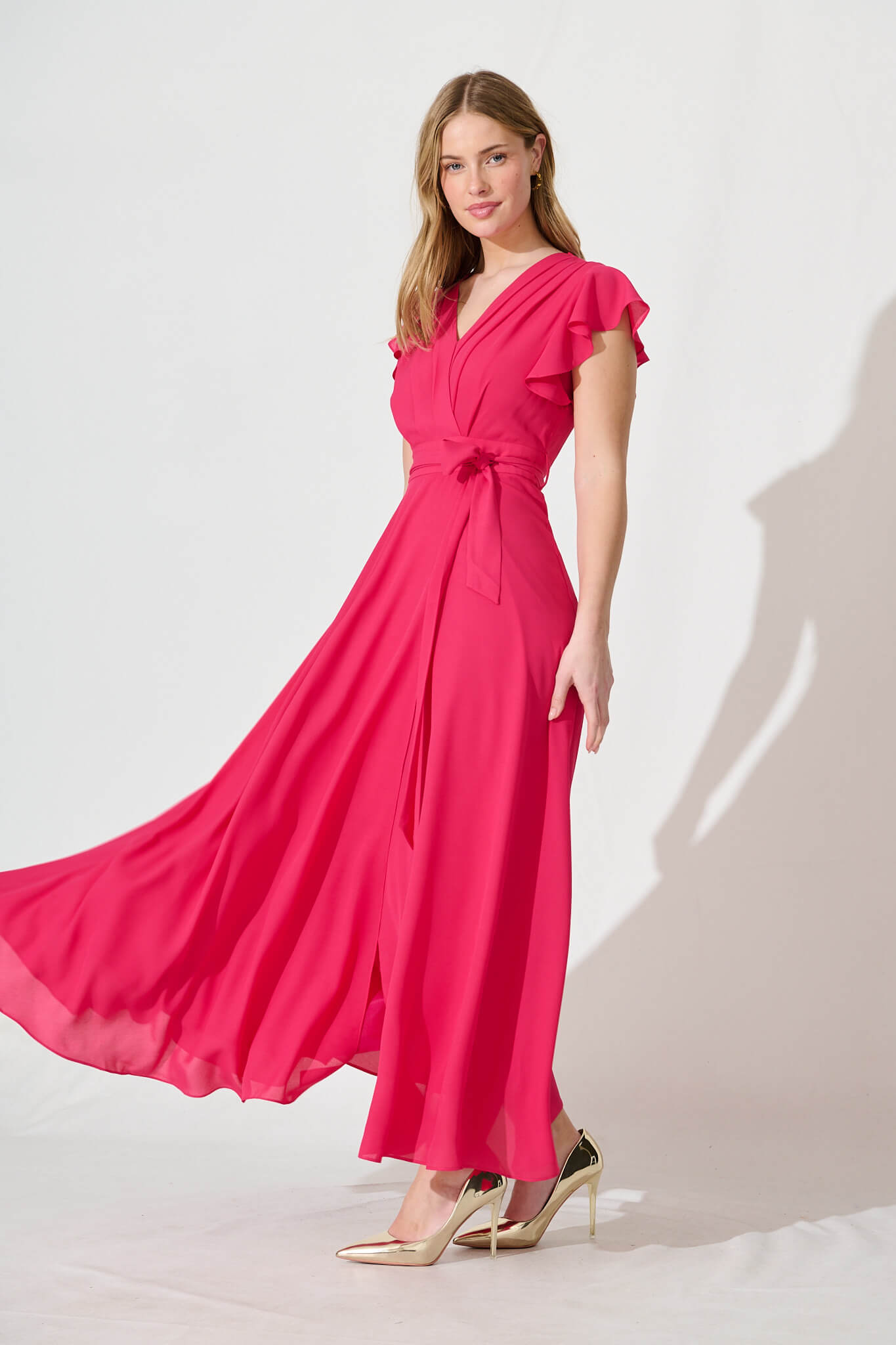 Wynter Maxi Dress in Fuchsia Chiffon