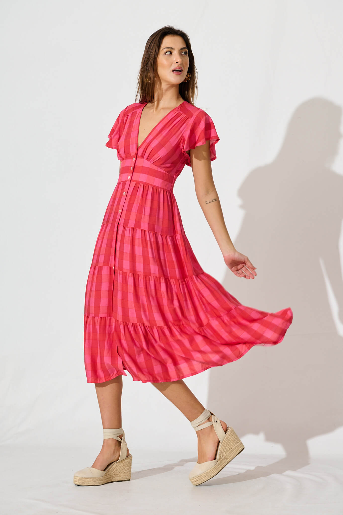 Lively Midi Dress In Red Stripe