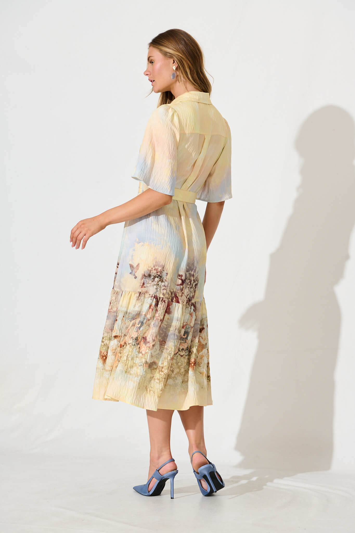 Vance Midi Shirt Dress In Pastel Multi Print