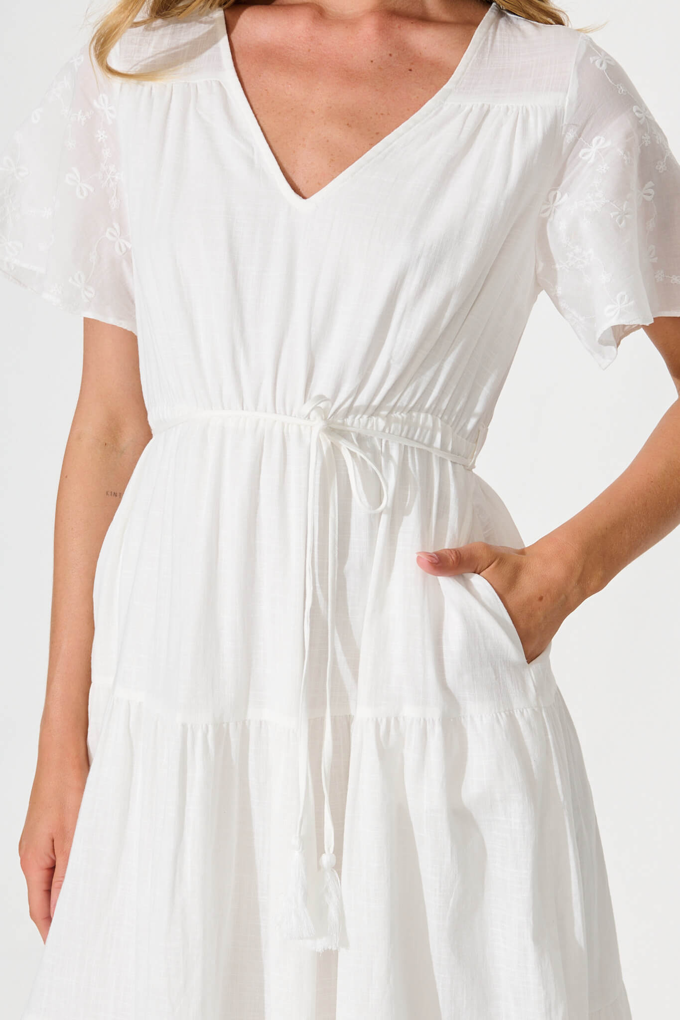 Nolan Midi Dress In White Cotton