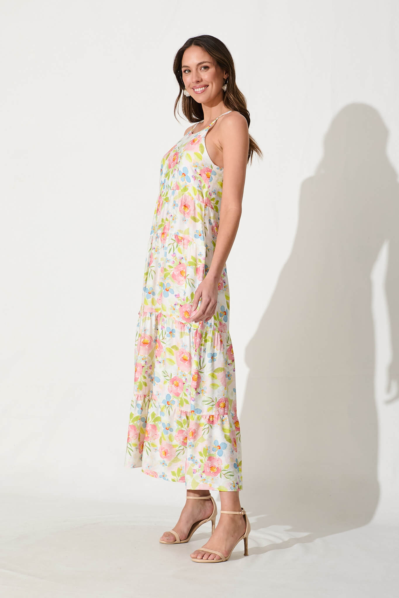 Evianna Maxi Sundress In Bright Floral Print