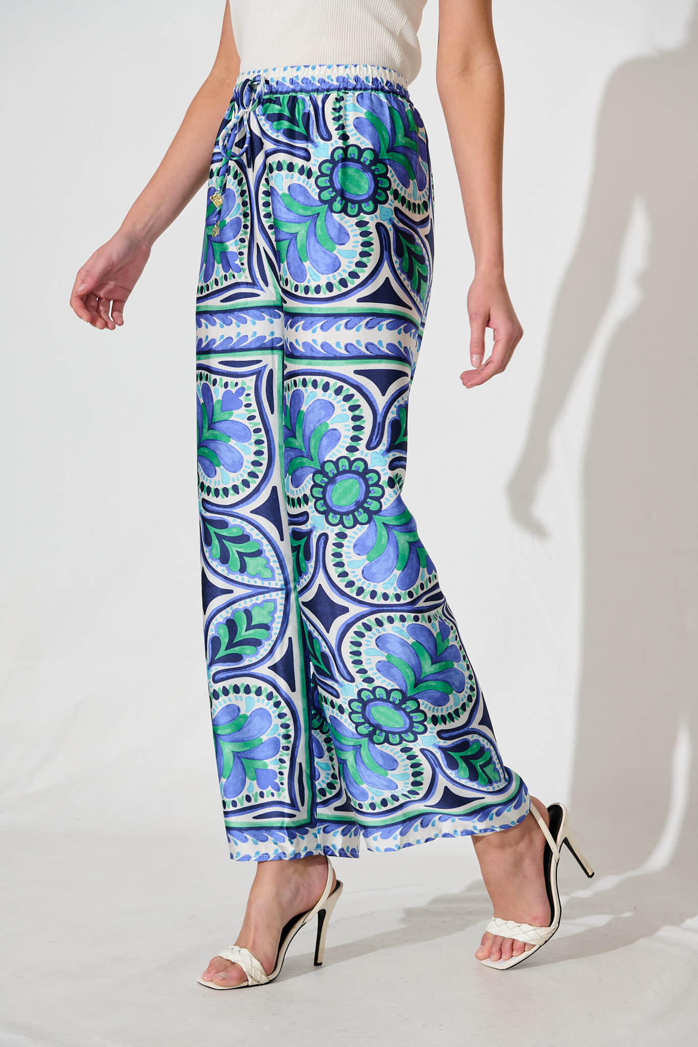 Montclair Pant In Blue And Green Tile Print