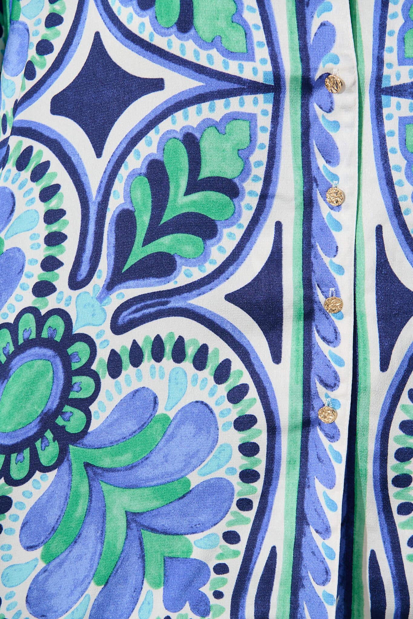 Prescott Shirt In Blue And Green Tile Print