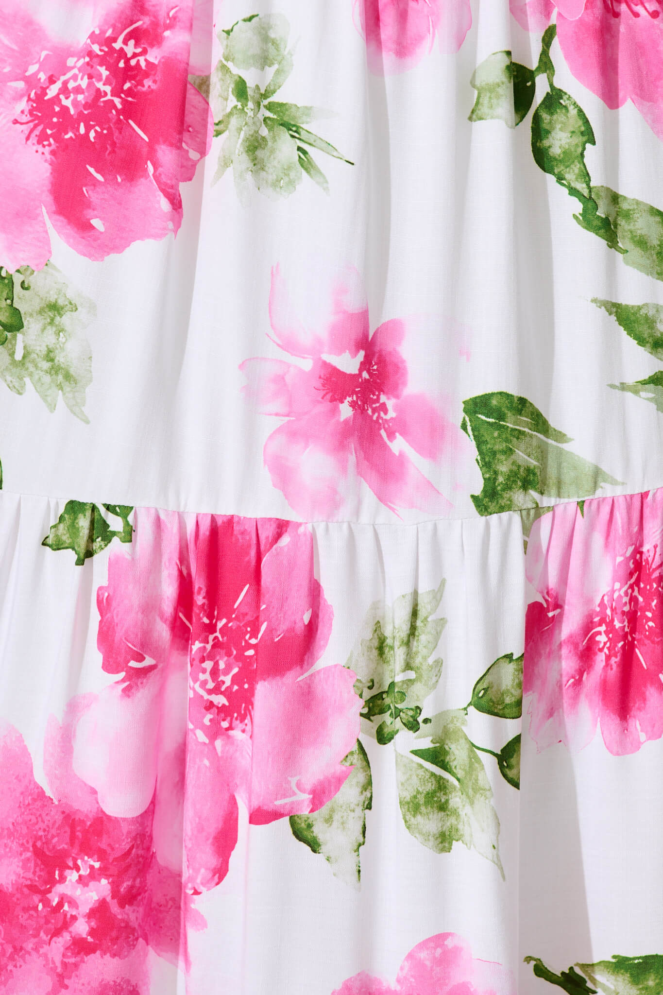 Rylee Midi Dress in White with Pink Floral Linen Blend