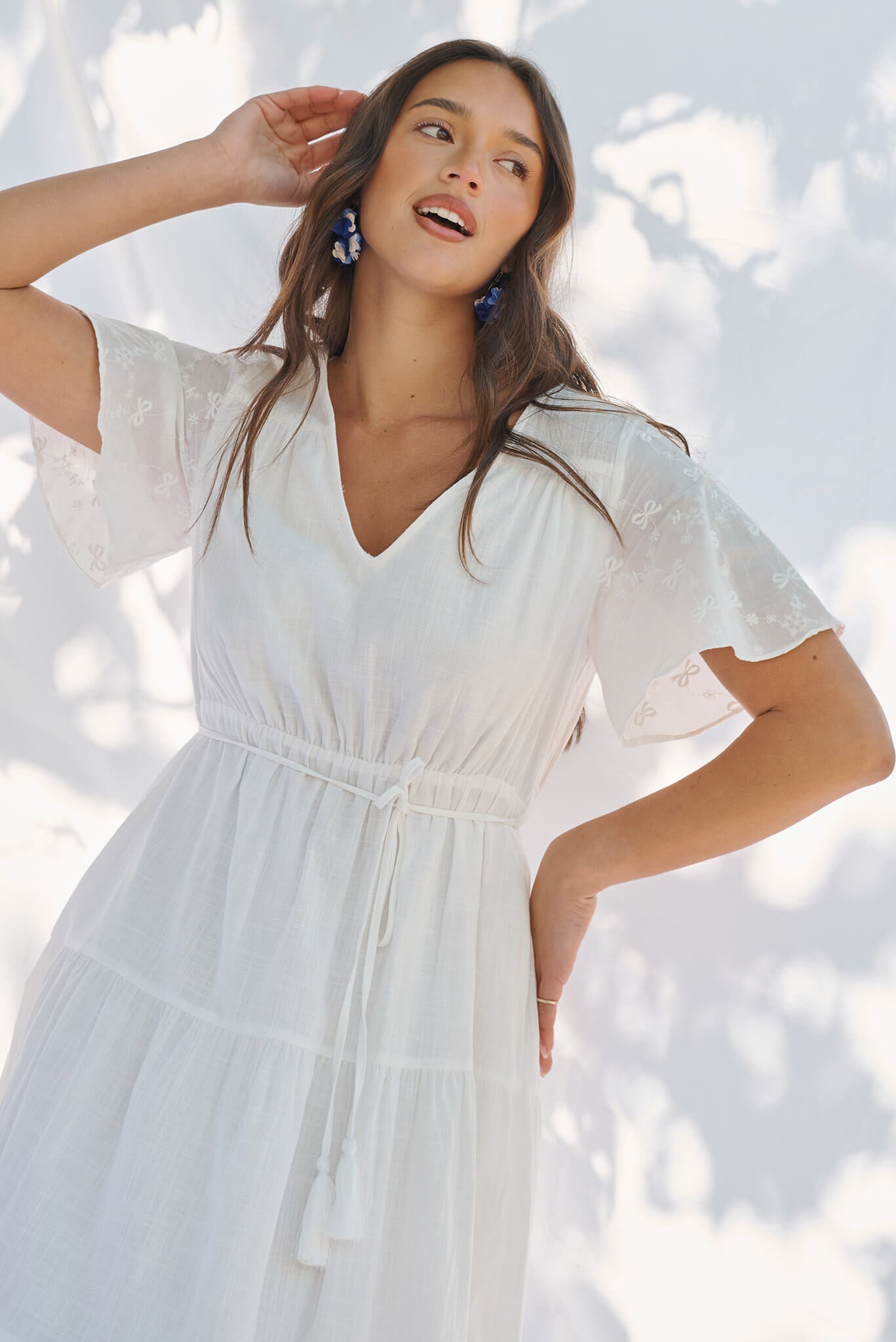 Nolan Midi Dress In White Cotton