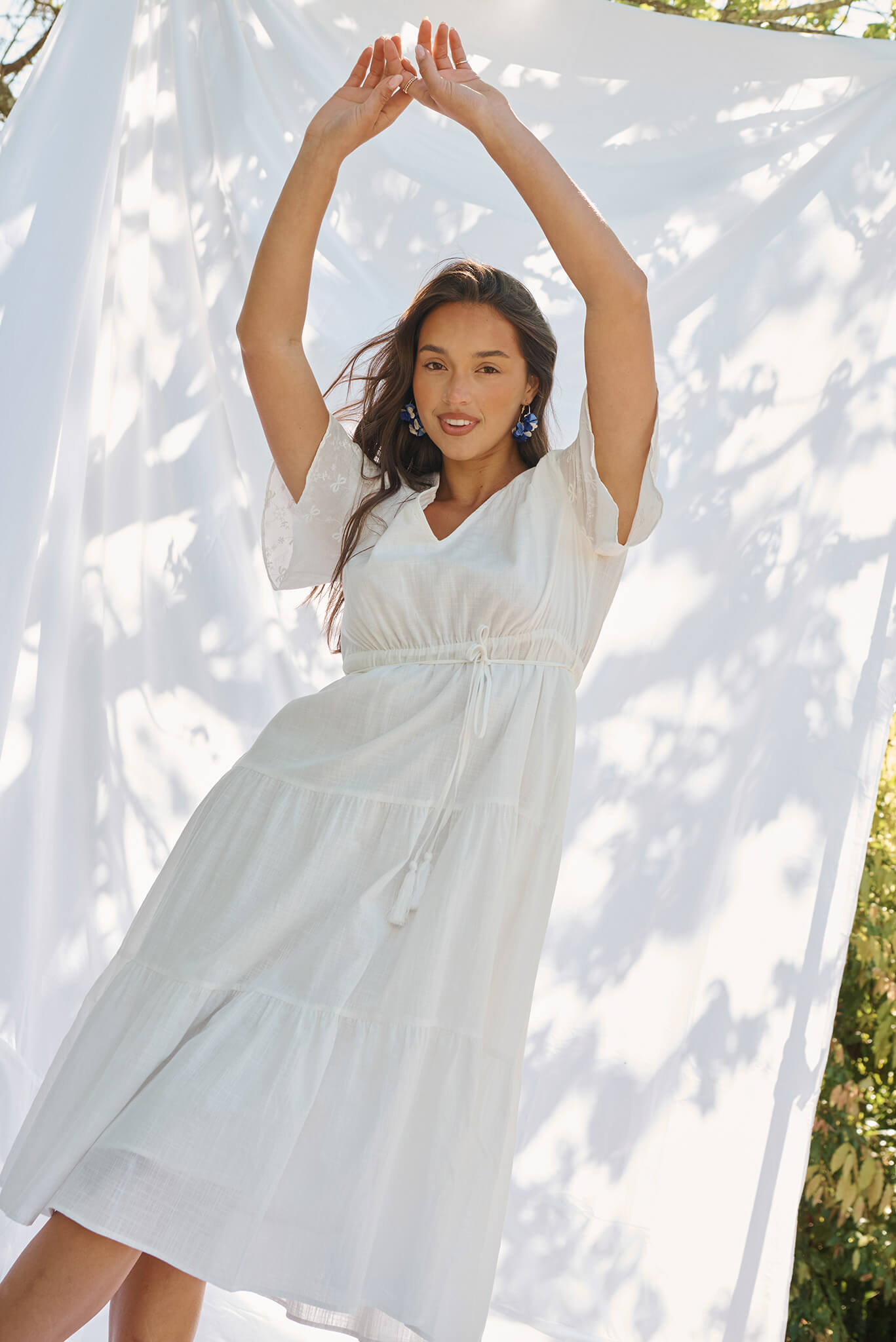 Nolan Midi Dress In White Cotton