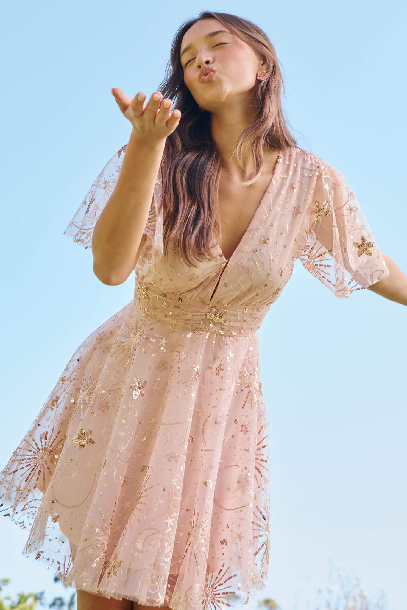 Dazzi Dress In Rose Gold Sequin