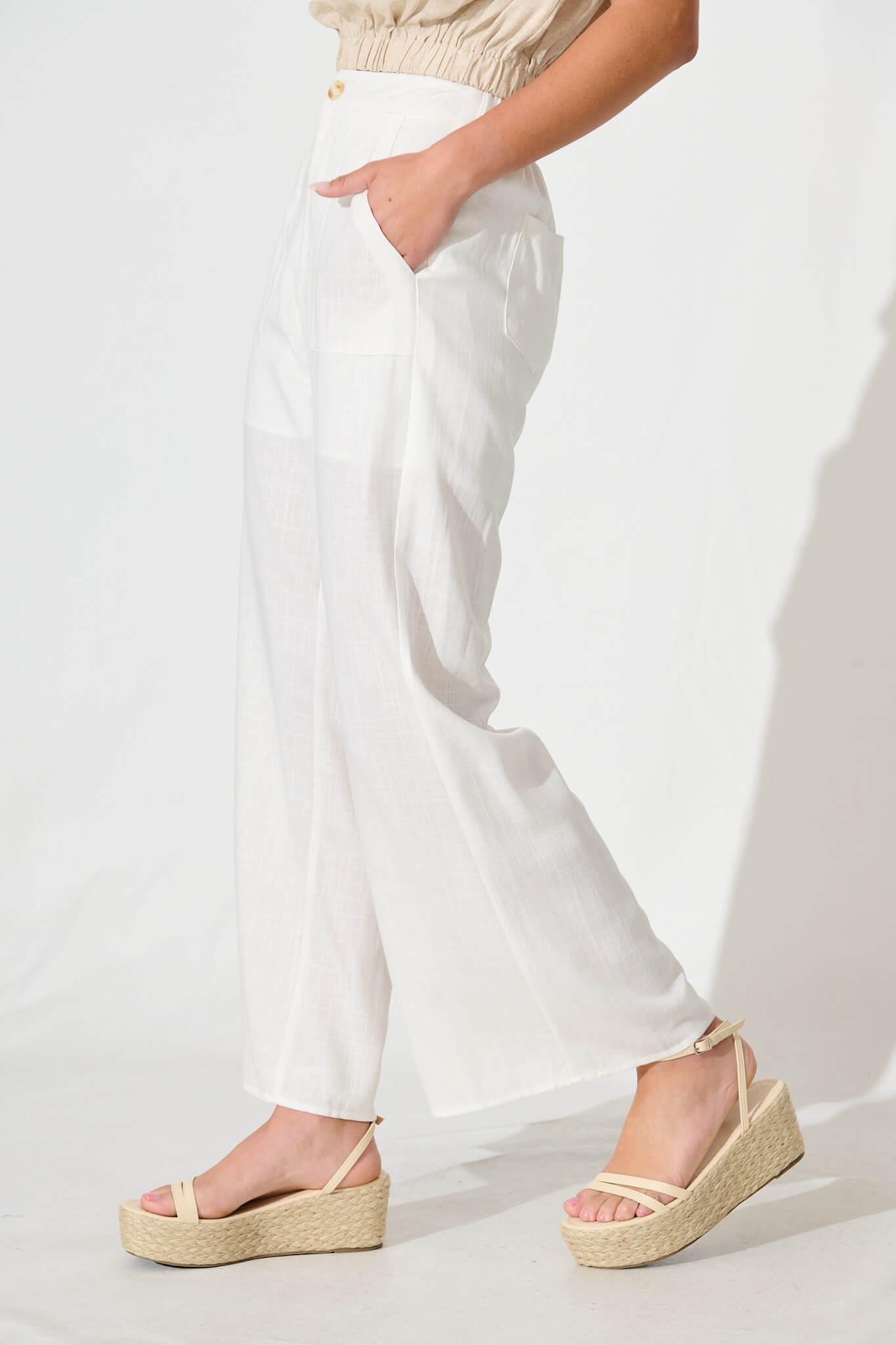 Missoula Pant In White Linen Blend