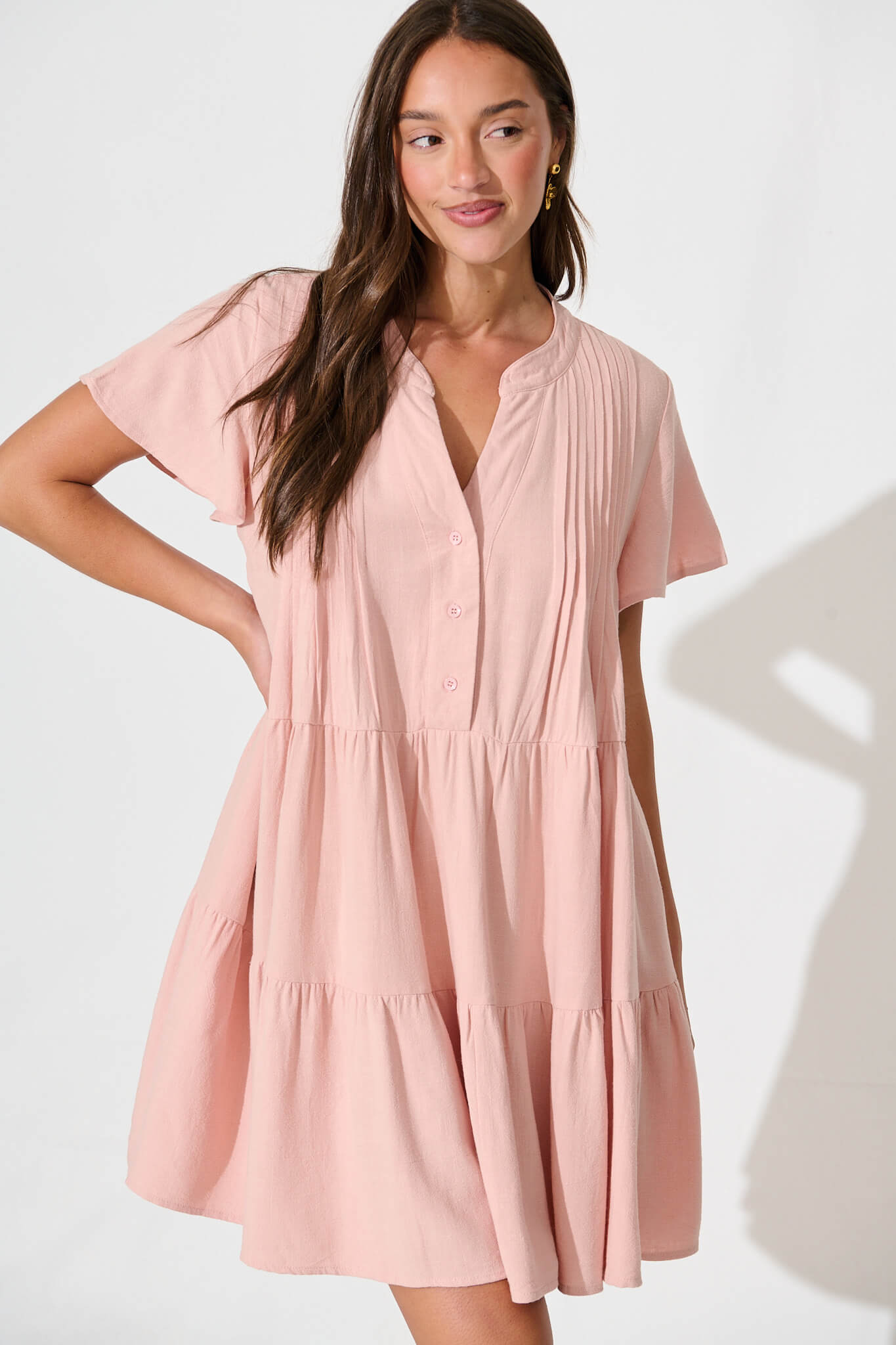 Your Love Smock Dress in Blush Linen Blend