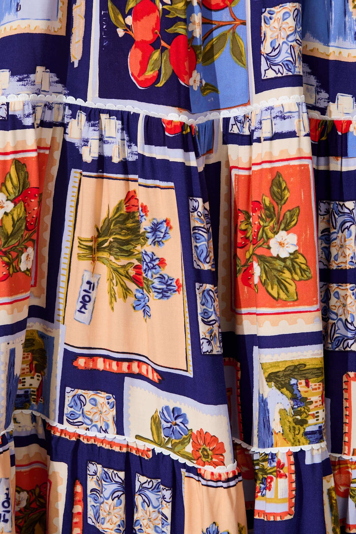 Jenelle Maxi Sundress in Blue Multi Postcard Print