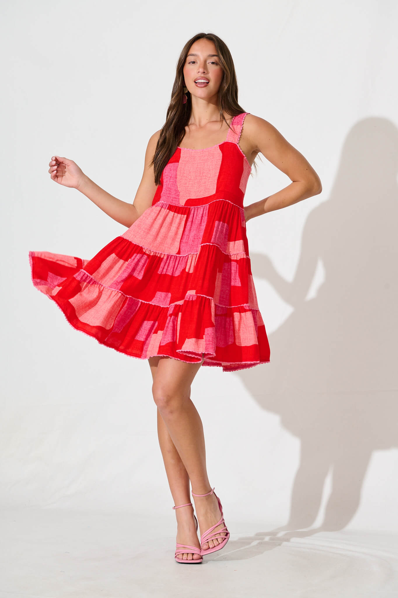 Coastal Sundress in Multi Red Print