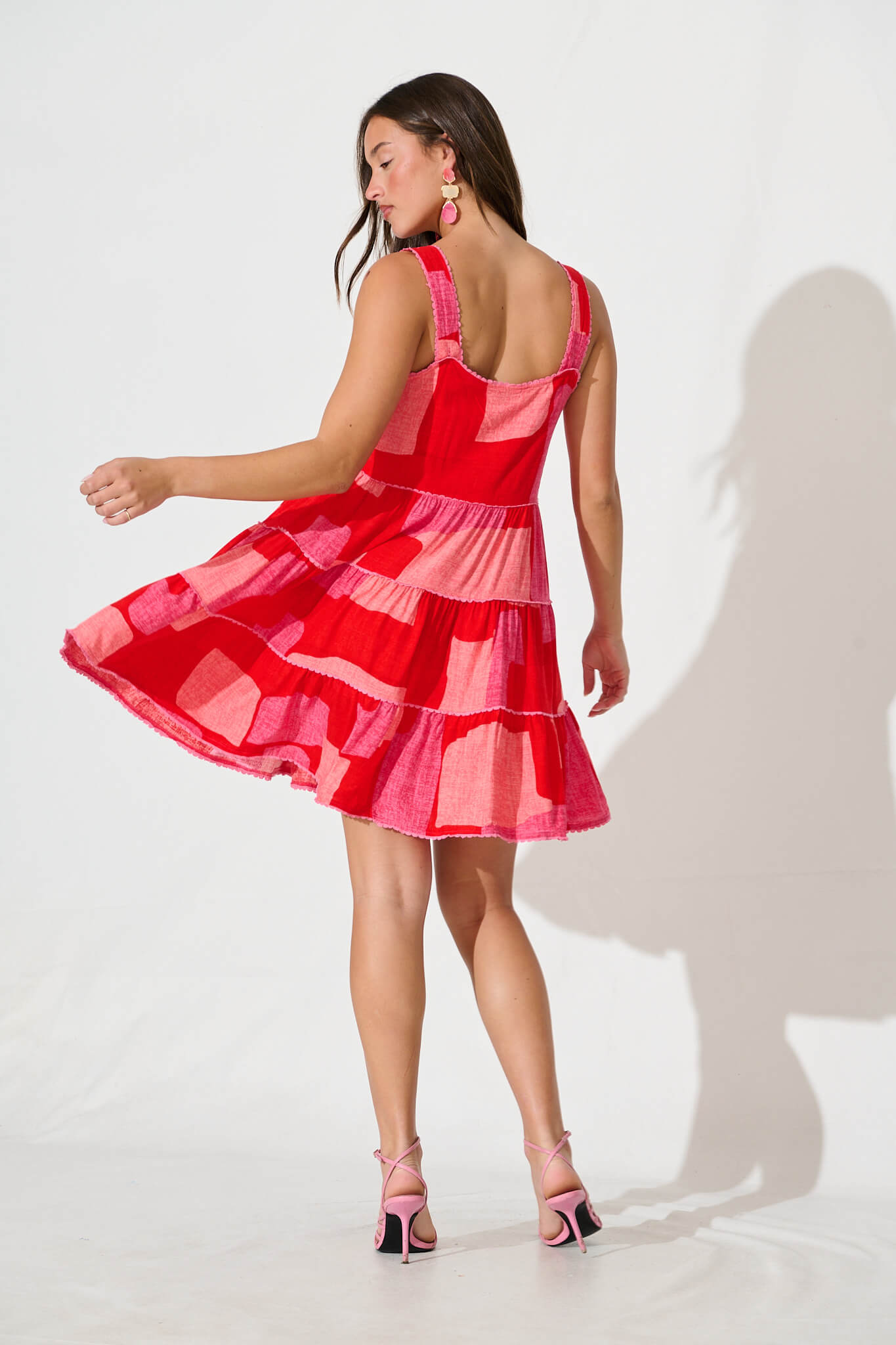 Coastal Sundress in Multi Red Print