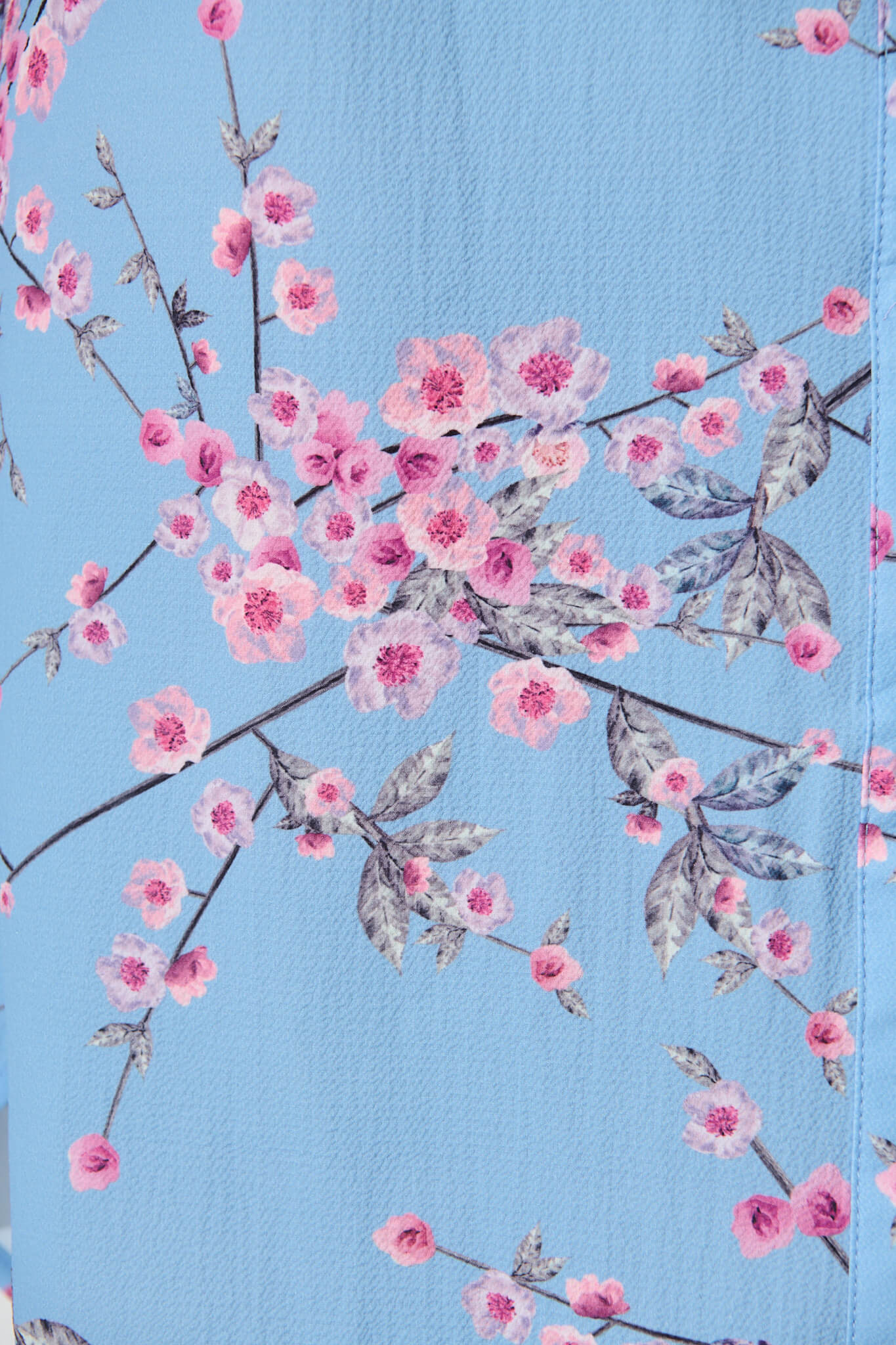 Maddison Shirt Dress In Pale Blue With Pink Cherry Blossom