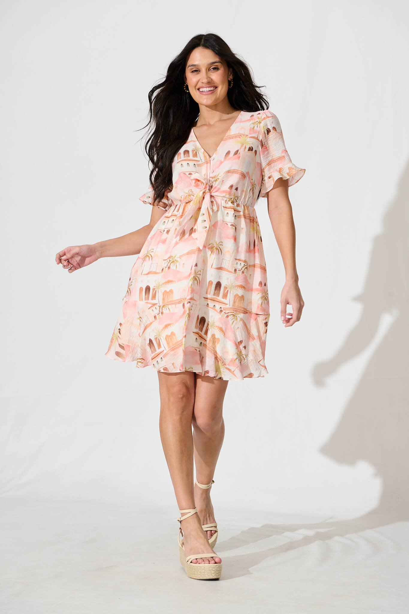 Bonsoir Dress in Blush Multi Print