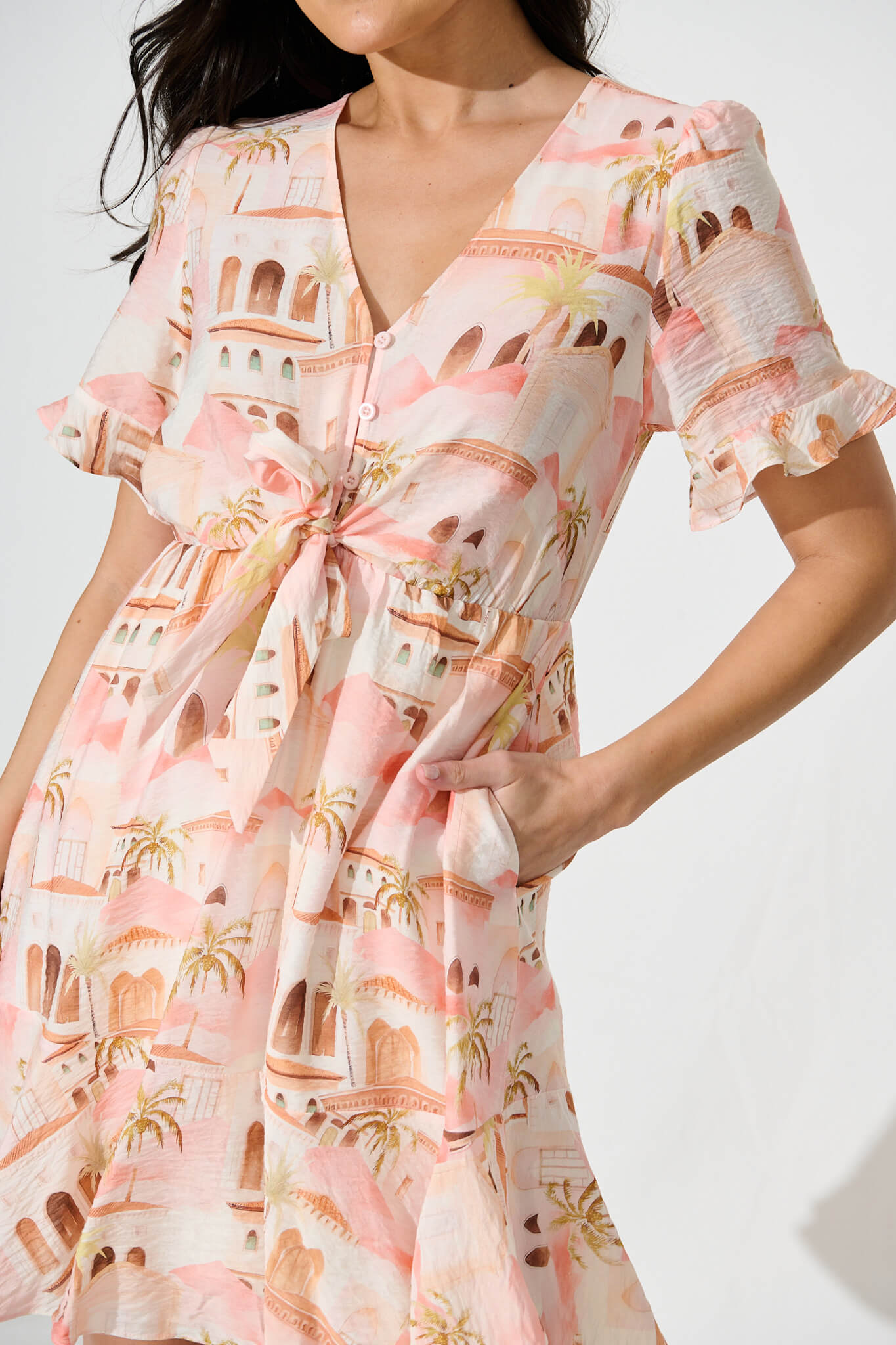 Bonsoir Dress in Blush Multi Print
