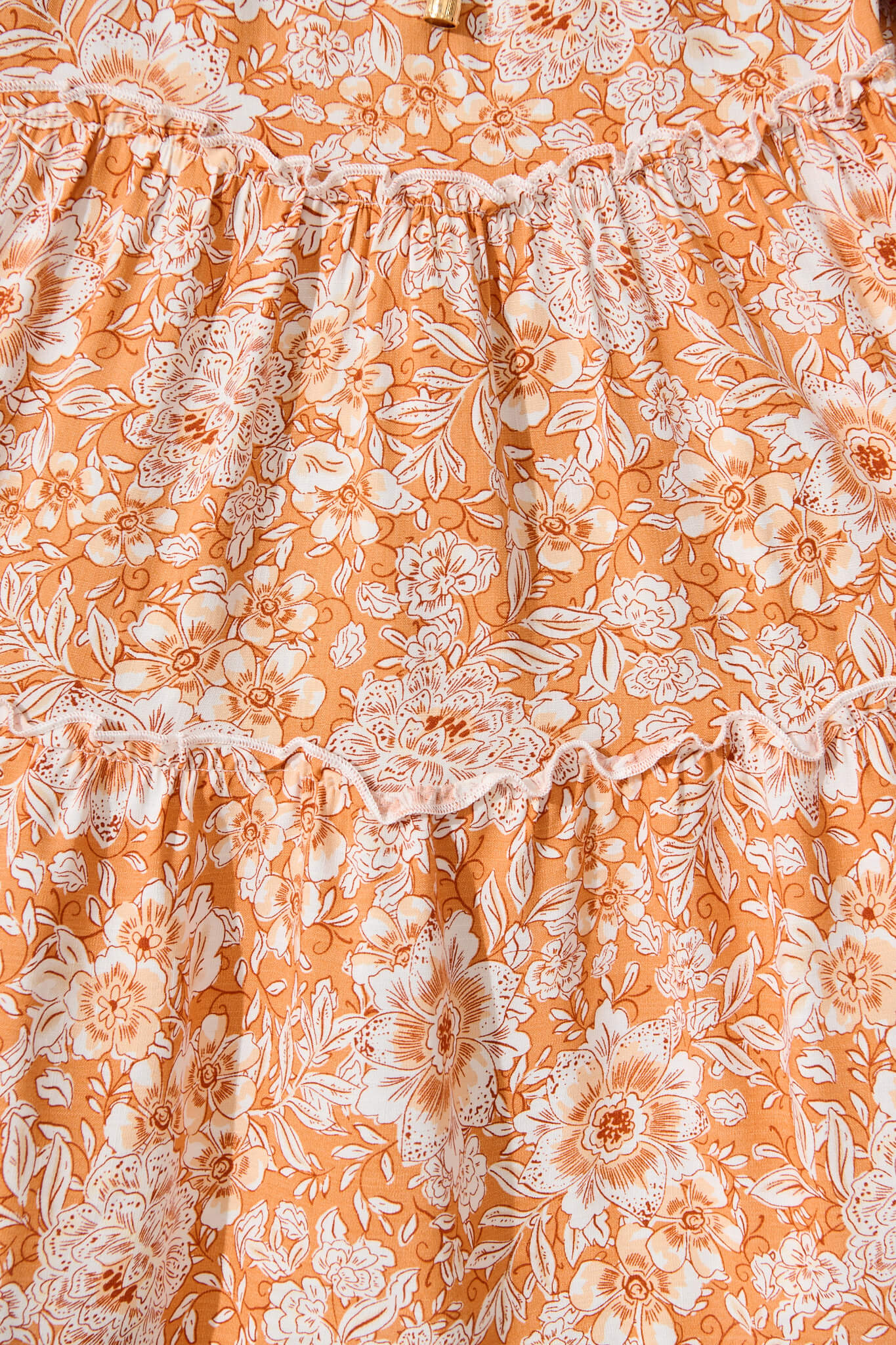 Gene Smock Dress in White and Orange Floral