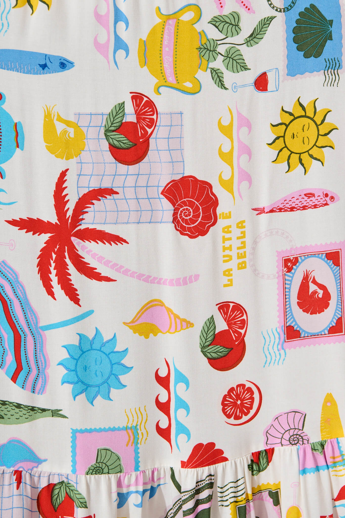 Dema Maxi Skirt in White with Multi Tropical Print