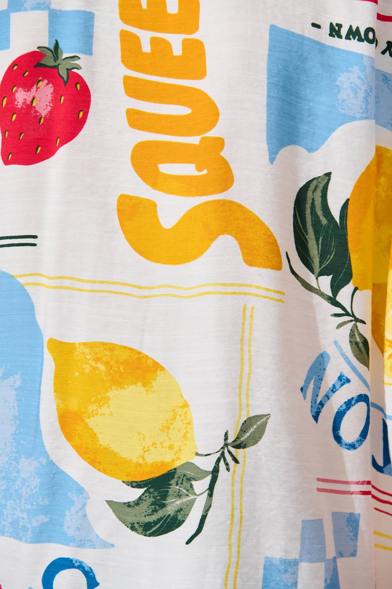 Dream Girl Shirt In White Lemon Print Ric Rac Trim