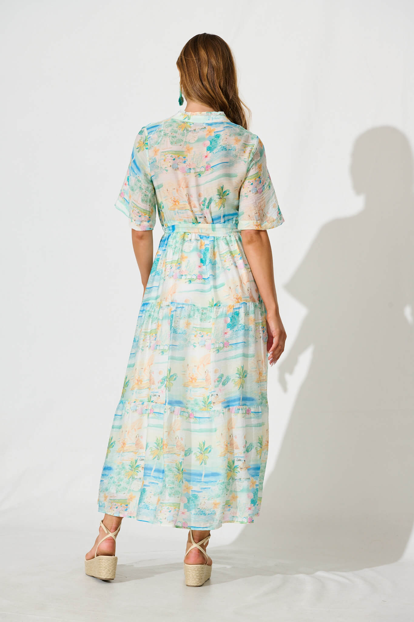 Solara Maxi Dress in Multi Pastel Tropical Print