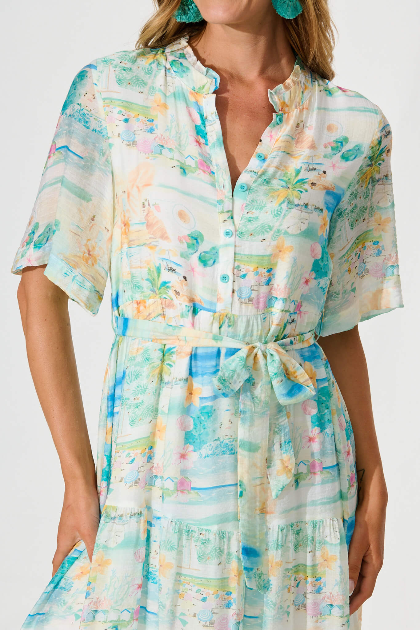 Solara Maxi Dress in Multi Pastel Tropical Print