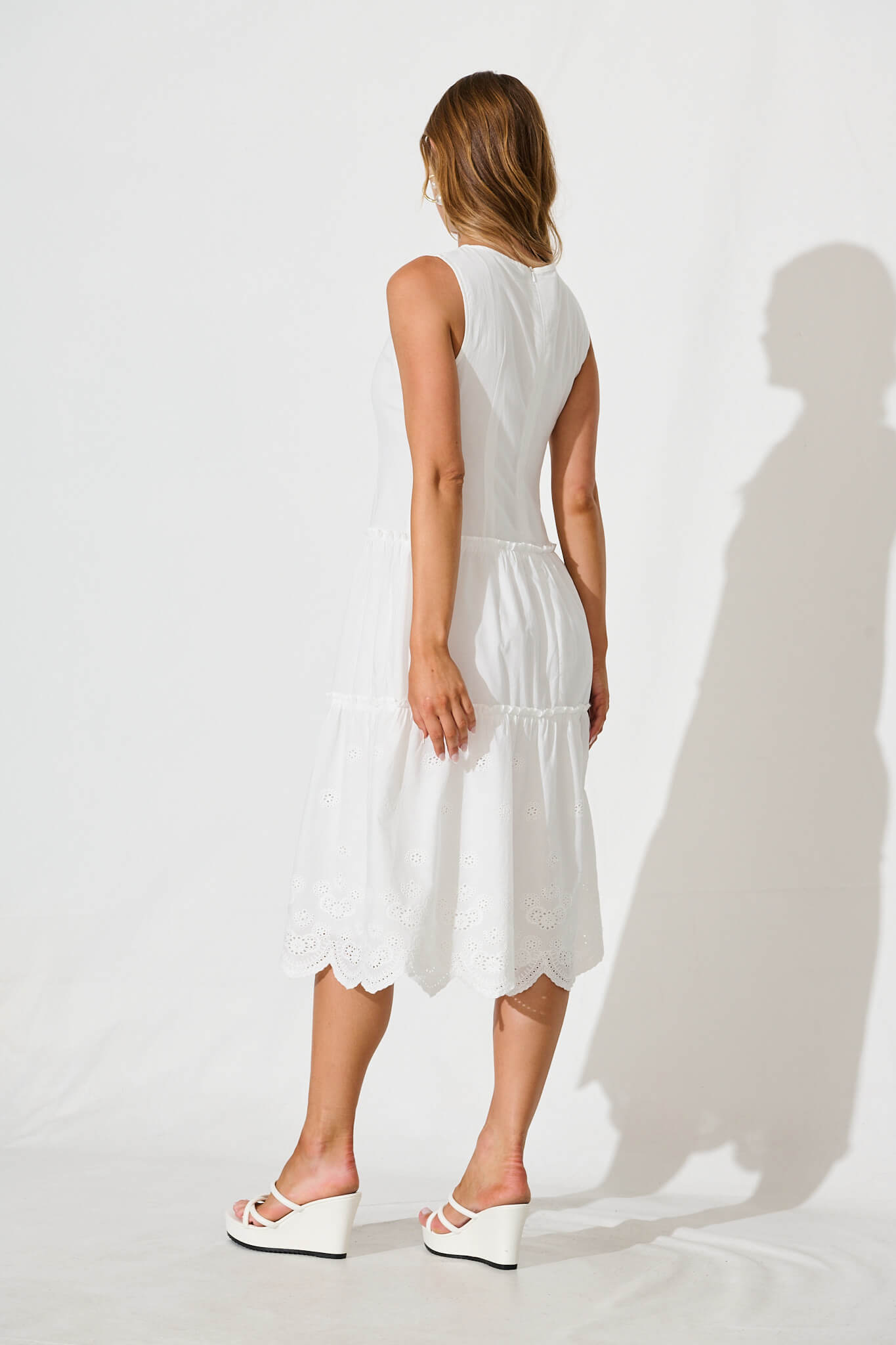 Ashmore Midi Dress in White Cotton