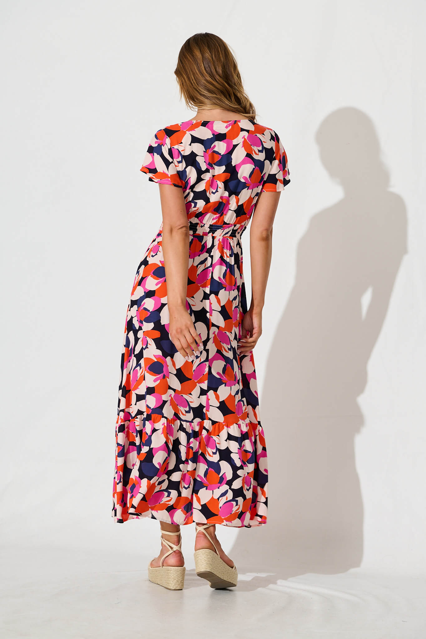 Ingra Maxi Dress In Navy With Multi Print