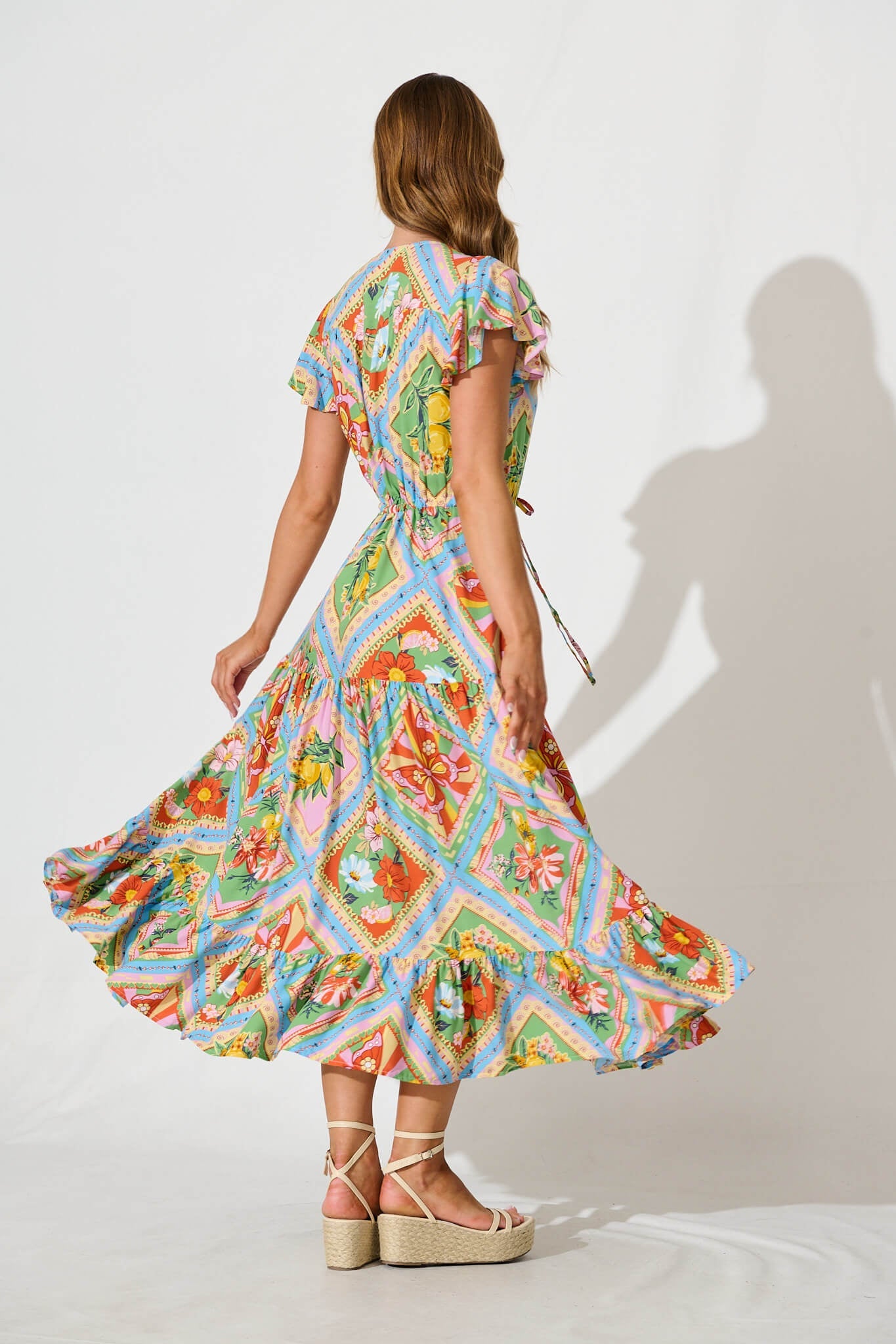 Karlene Maxi Dress In Multi Tile Print