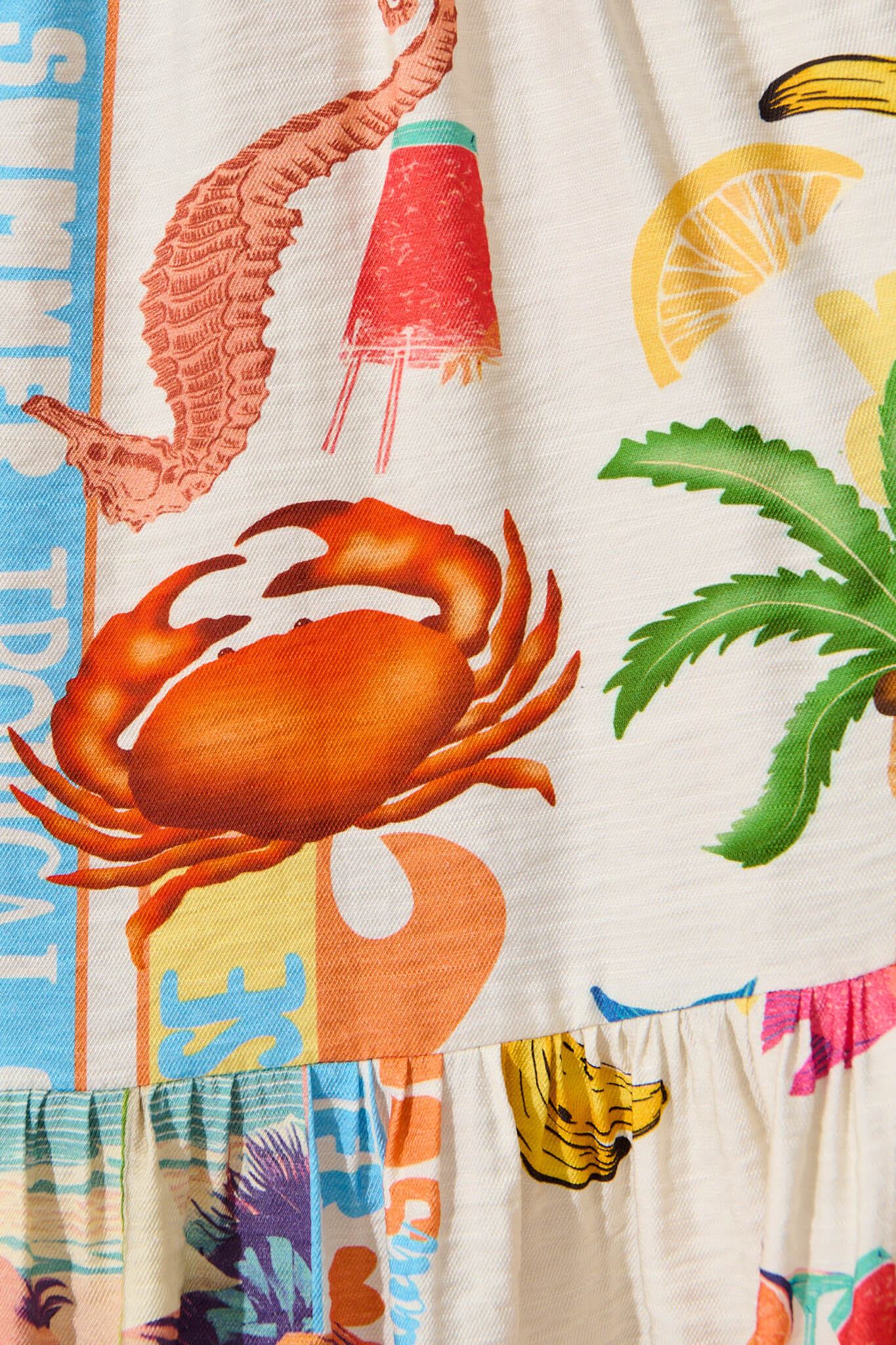 Tahnee Smock Dress In Cream With Multi Summer Print