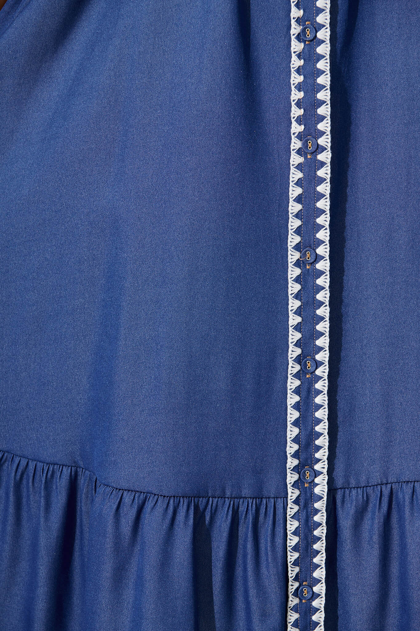 Aurora Midi Shirt Dress In Blue With White Contrast Stitch