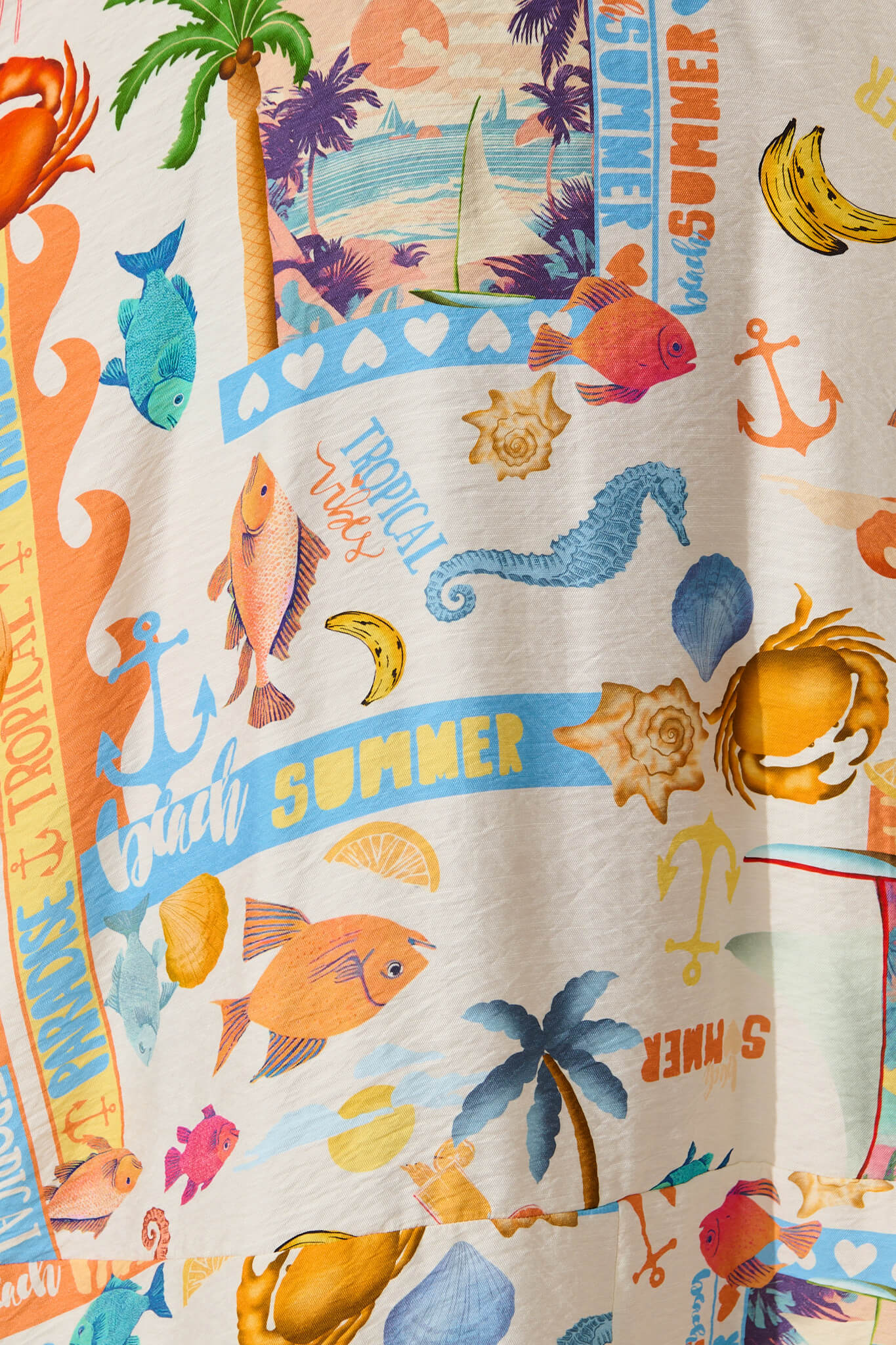 Hanalei Midi Sundress in Cream with Multi Summer Print