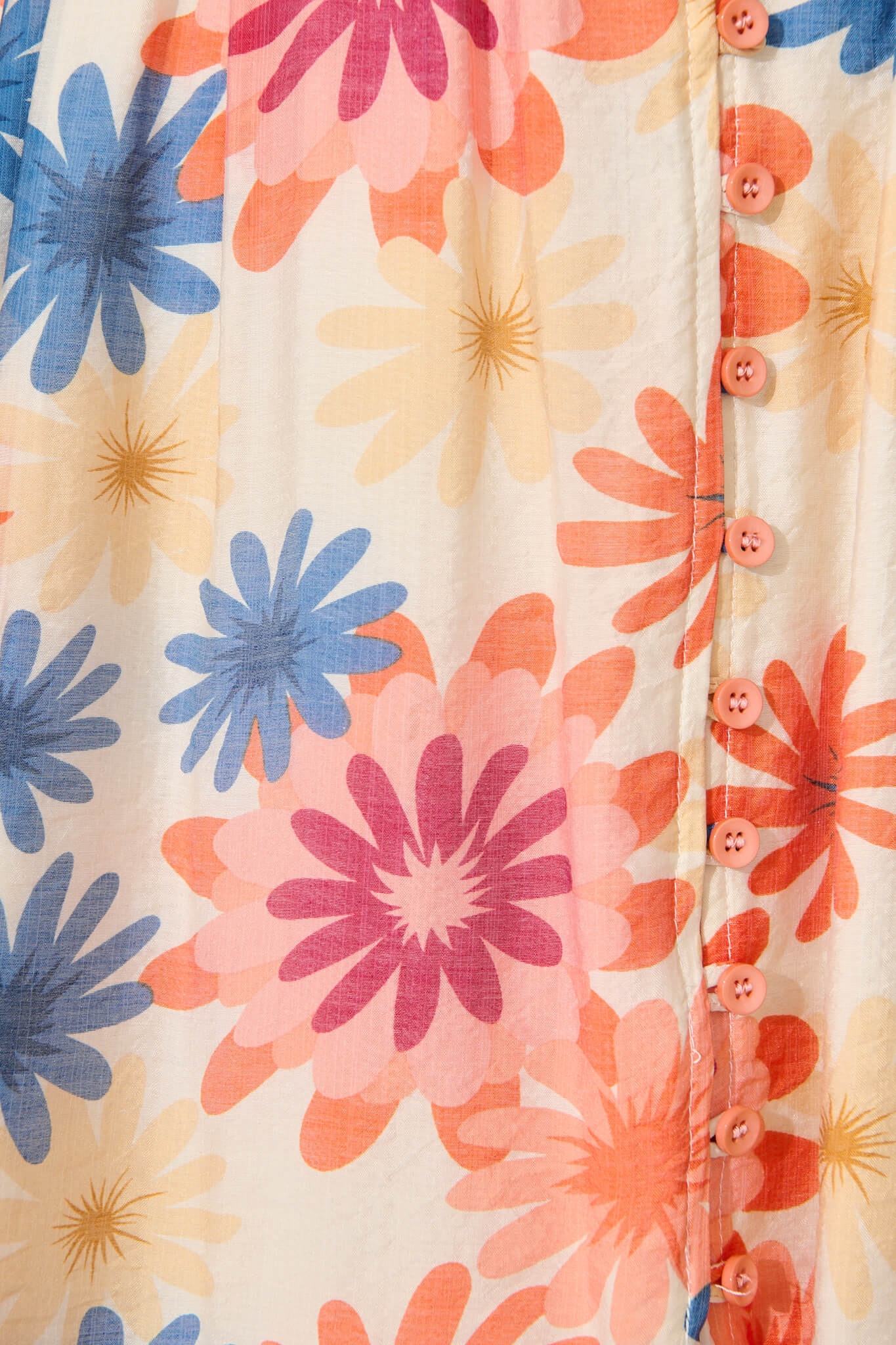 Jocely Midi Dress In Cream with Tangerine Floral