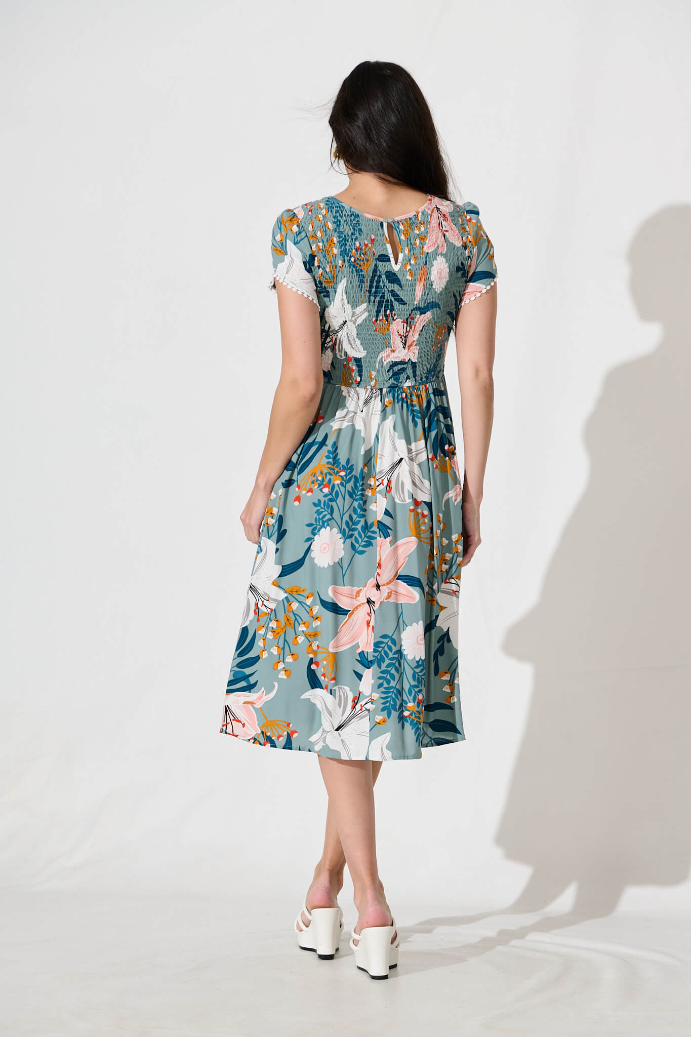 Clarke Midi Dress in Sage Multi Floral