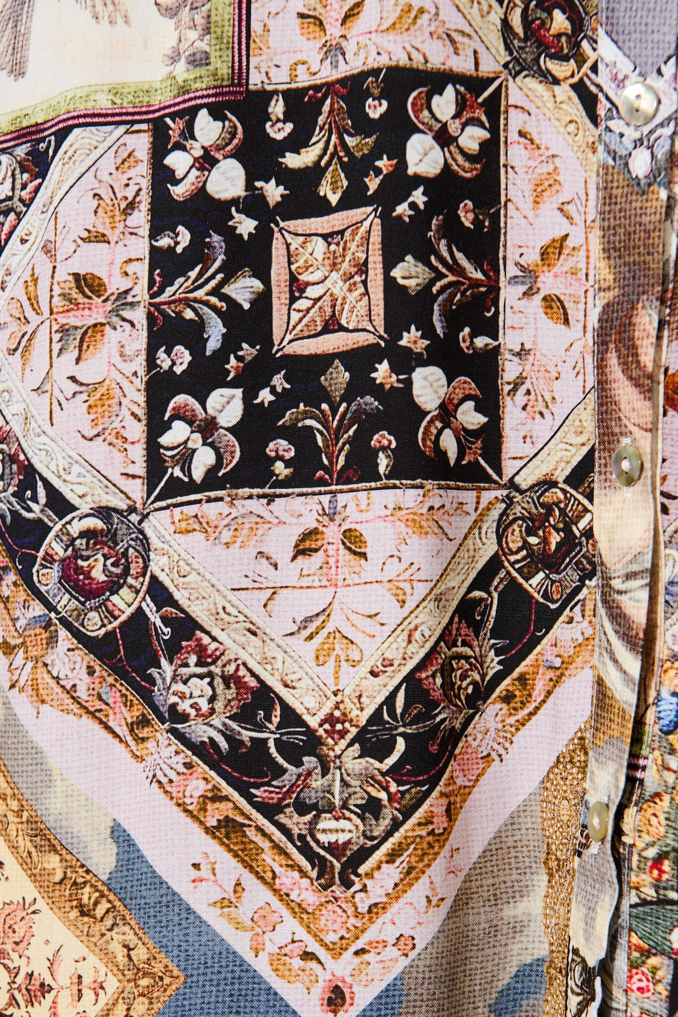 Allyna Midi Shirt Dress in Black Multi Patchwork