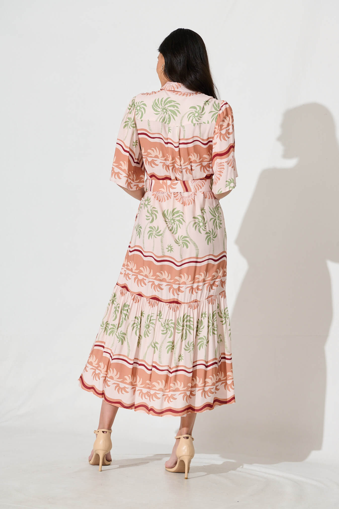 Vance Midi Shirt Dress in Beige Multi Print