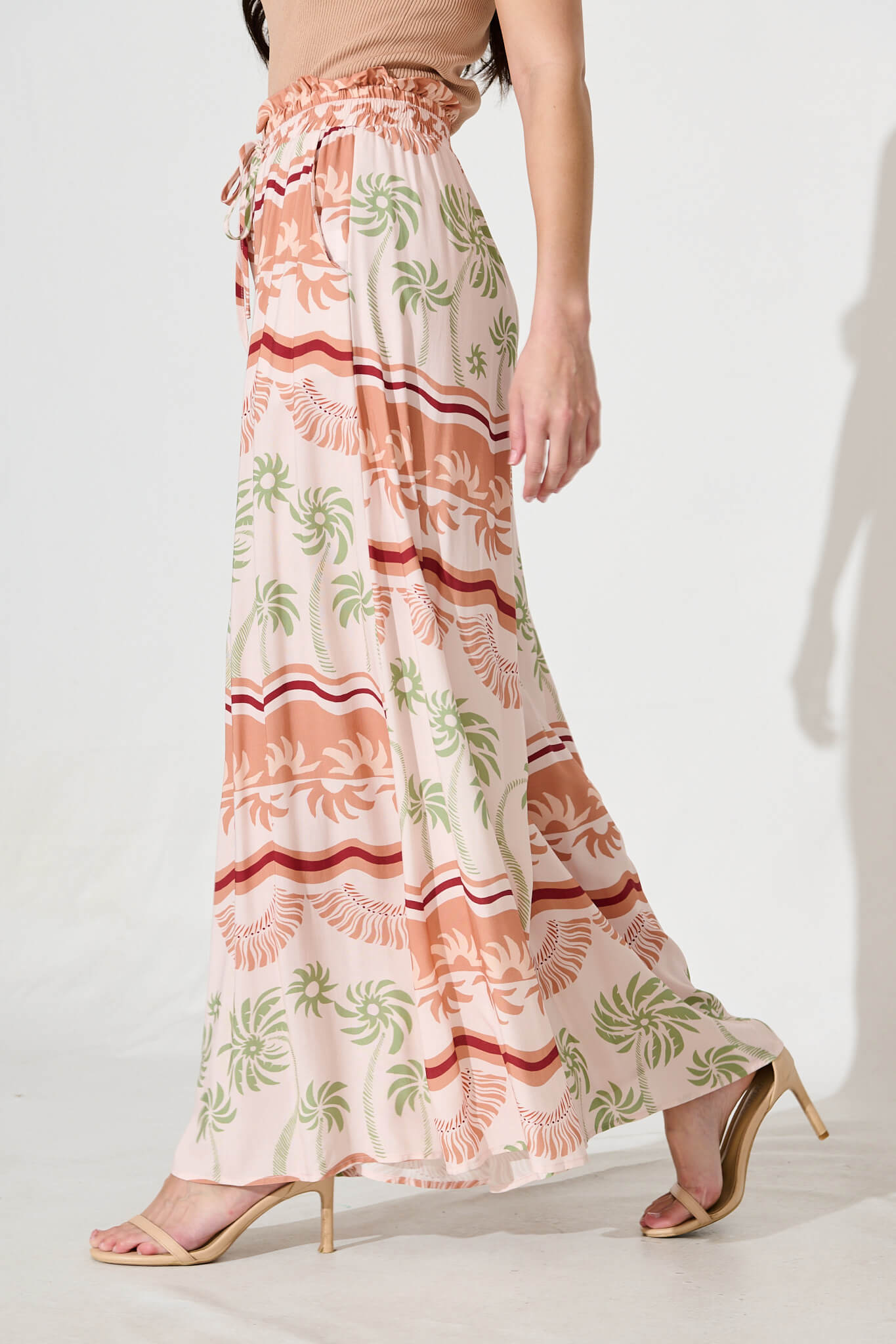 Mariah Pant In Beige Multi Print