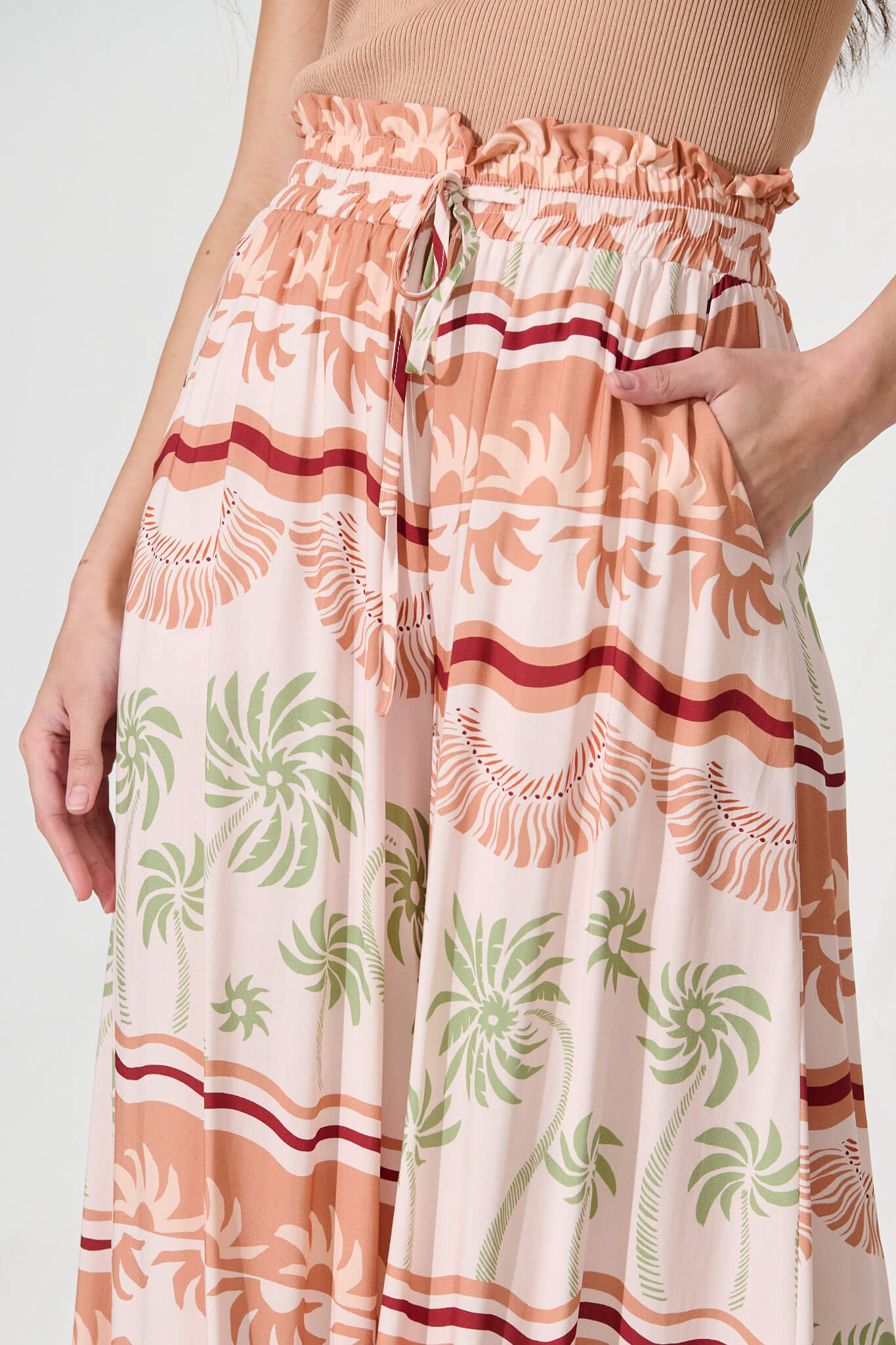 Mariah Pant In Beige Multi Print